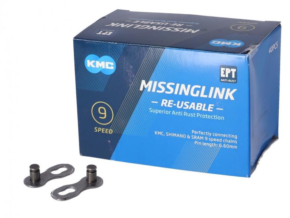 Fahrradkette KMC MissingLink 9R EPT Kettenschloss 9-fach silber - 40 Stück mit Anti