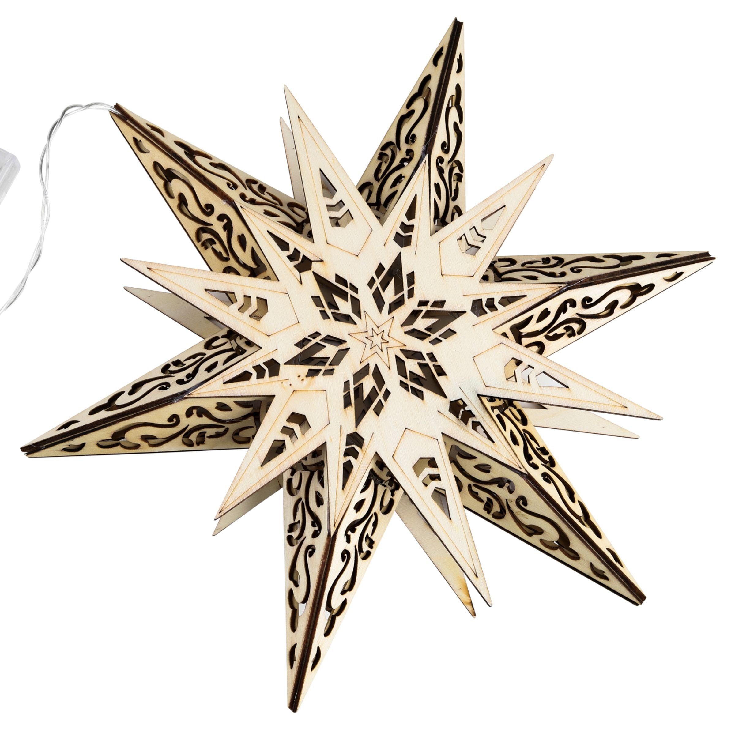 Gravidus LED Stern Beleuchteter Weihnachtsdeko Stern aus Holz