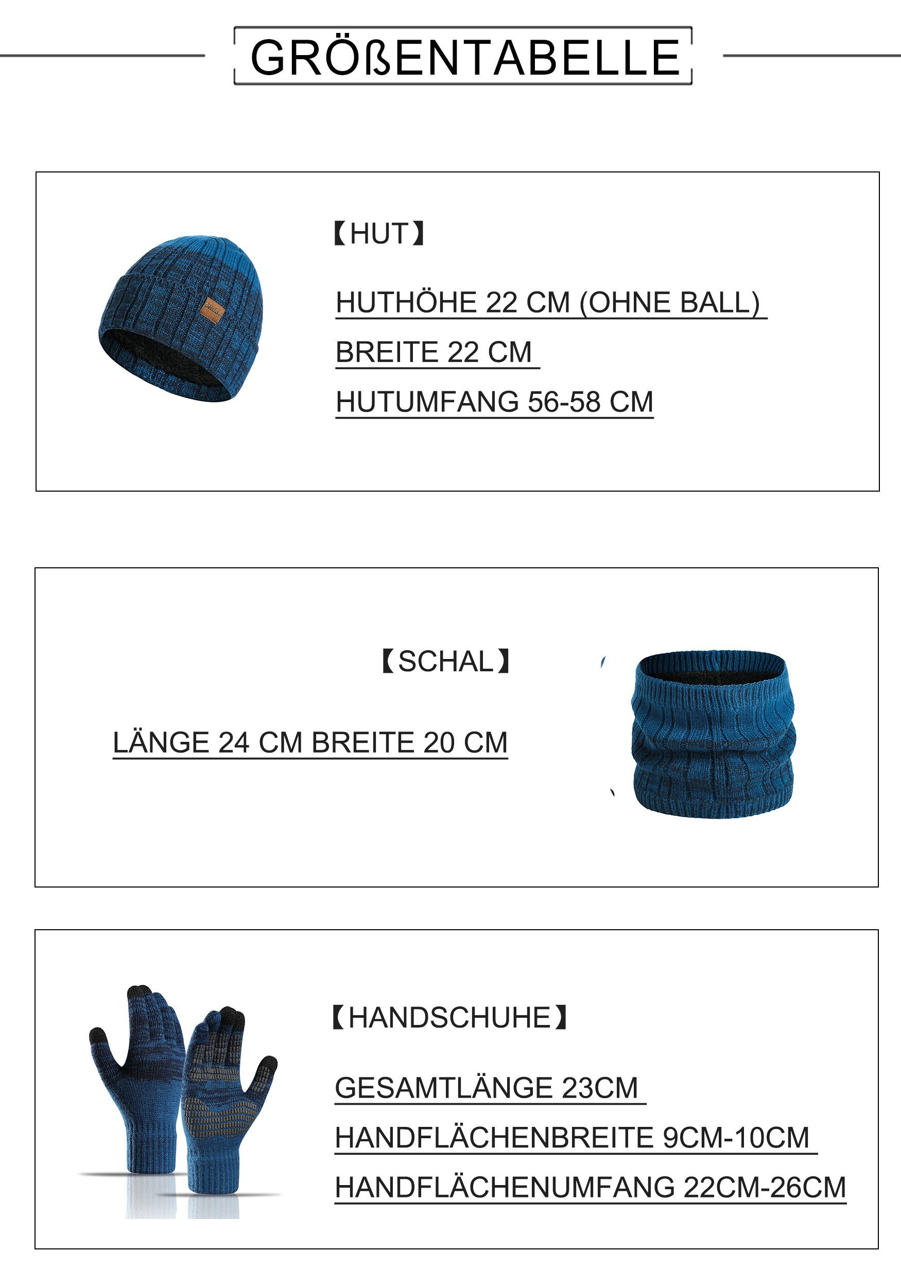 Handschuhe Mütze & MAGICSHE Schal Set Marineblau Schal