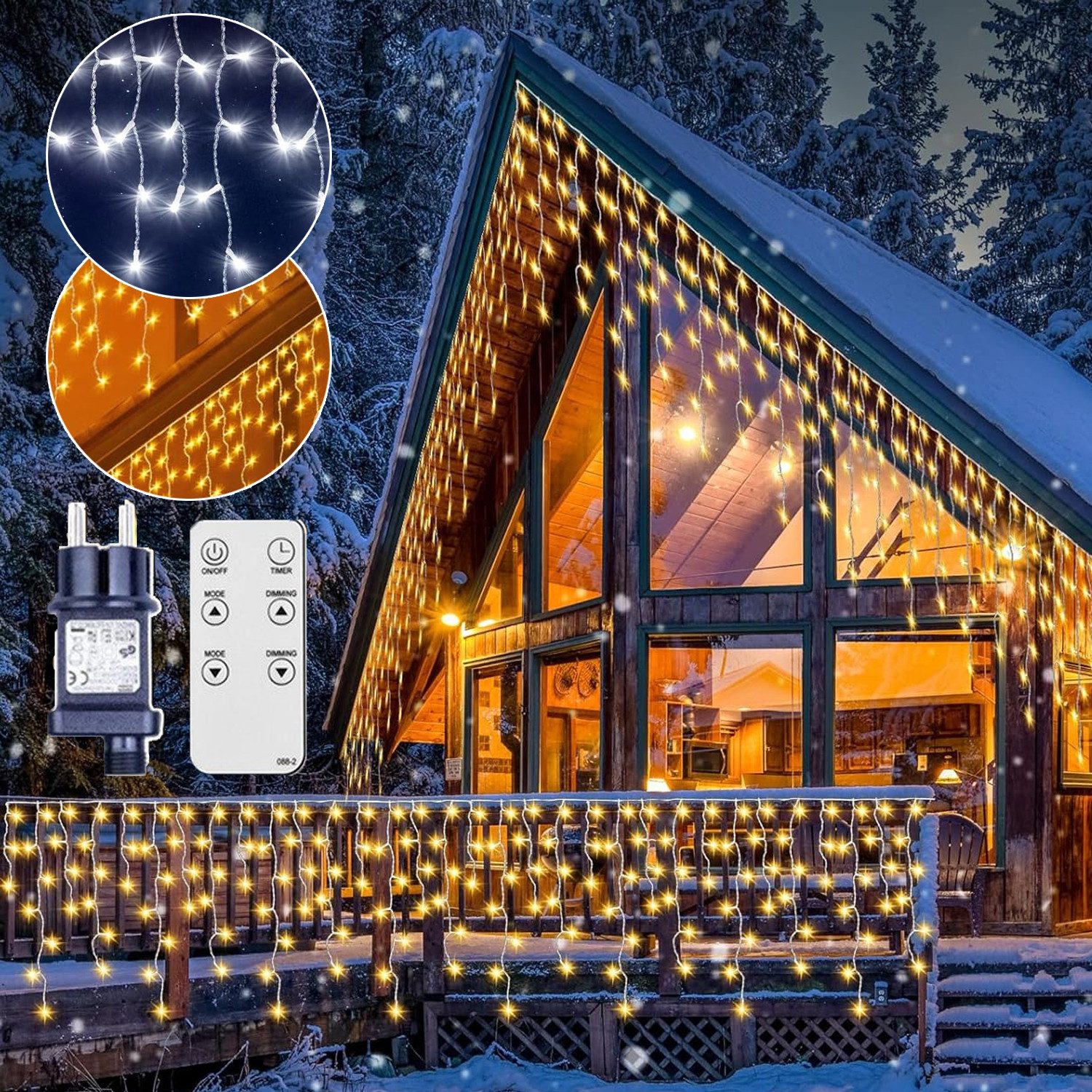 XERSEK LED-Lichterkette Dimmbare Lichtergirlande mit Fernbedienung, 5–20m, Warmweiß/Kaltweiß, 144-600 LEDs, 8-11 Lichtmodi, Timer, IP44, Kettbar
