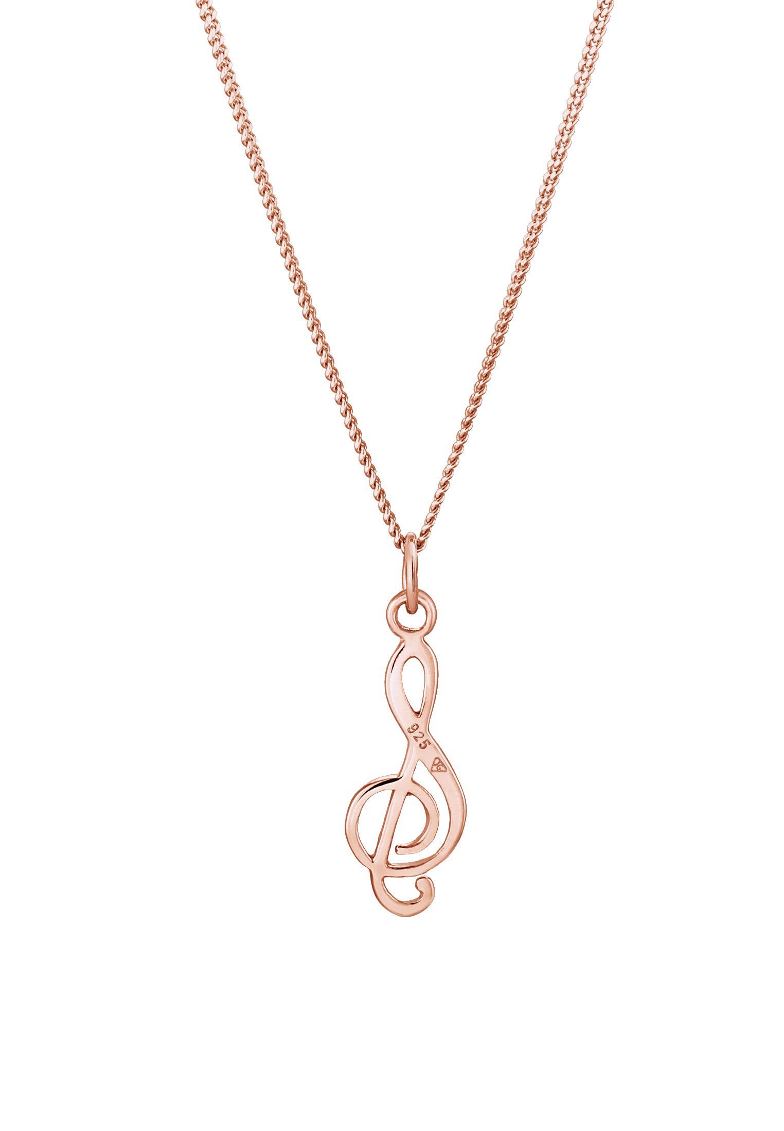 Rosegold Anhänger Symbol Notenschlüssel Elli 925 Musik Silber, Kette Notenschlüssel mit