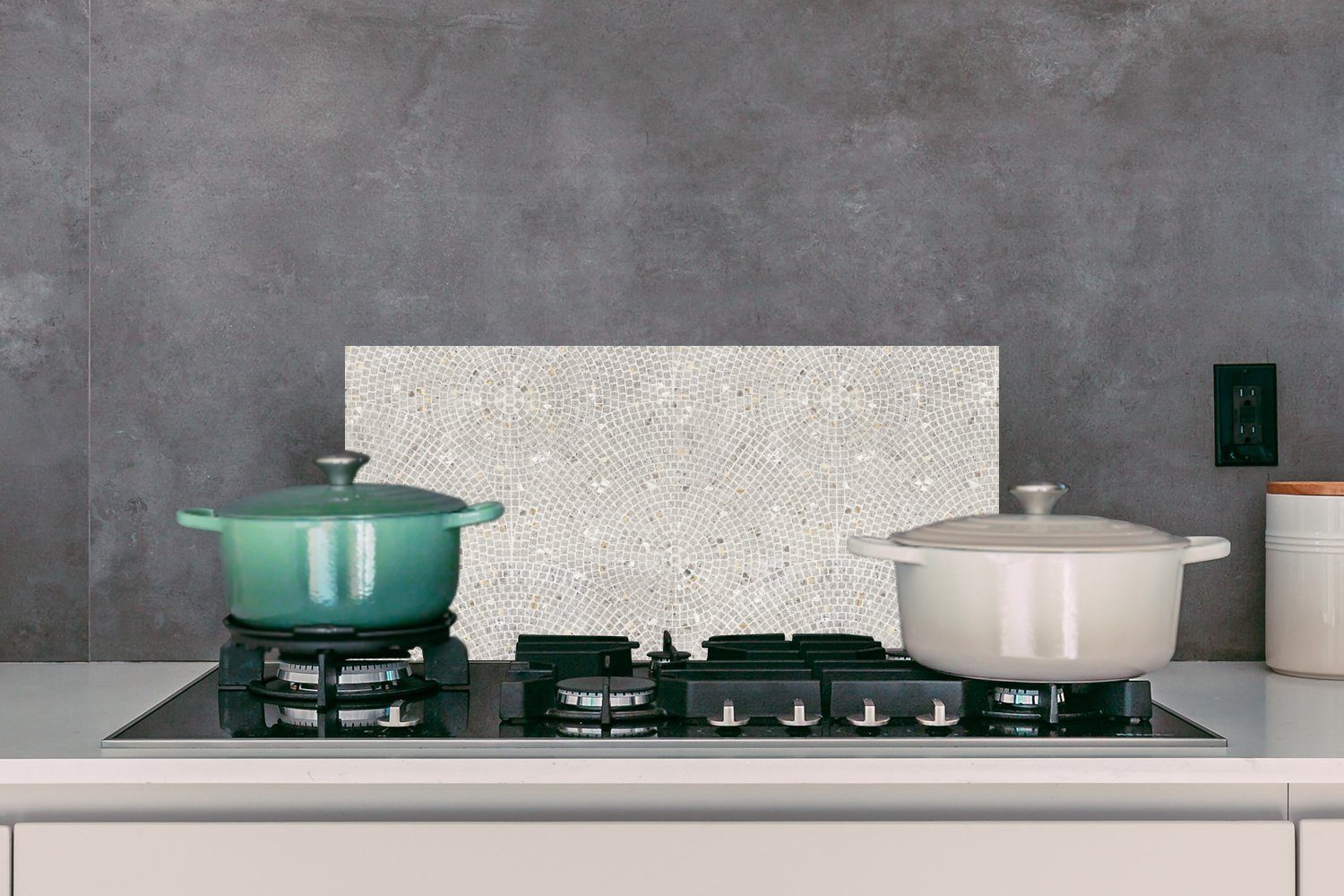 MuchoWow Küchenrückwand Schmutzflecken für Wandschutz, (1-tlg), Fett Design, Kacheln cm, - Grau Küchen gegen 60x30 - und