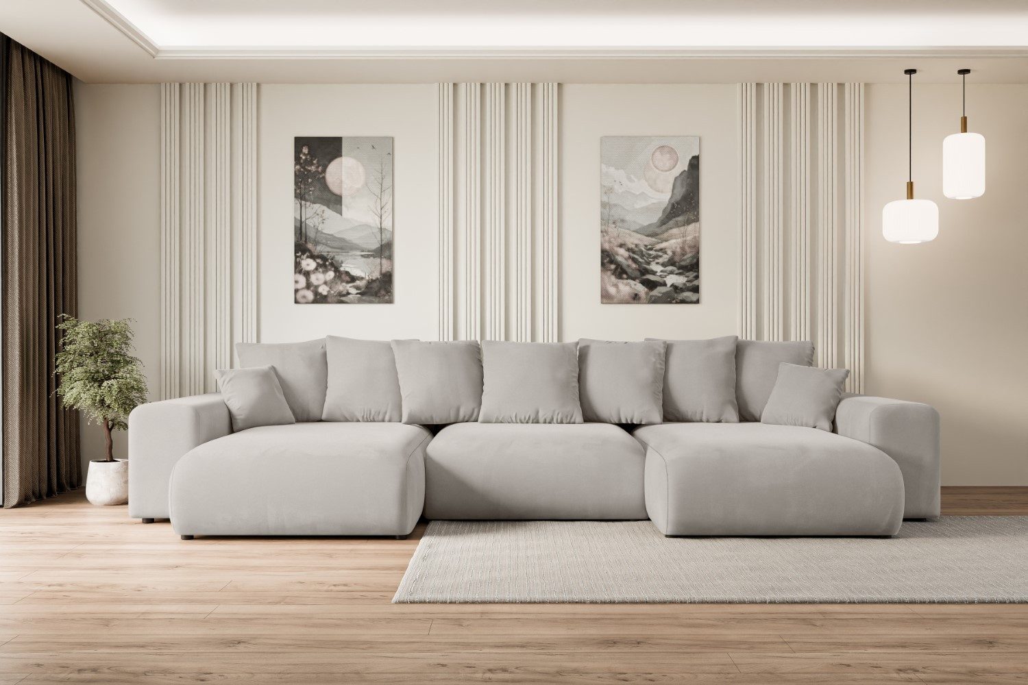 ALTDECOR Wohnlandschaft ESKAR-U, Couch mit Schlaffunktion, Wohnzimmer - Woh günstig online kaufen