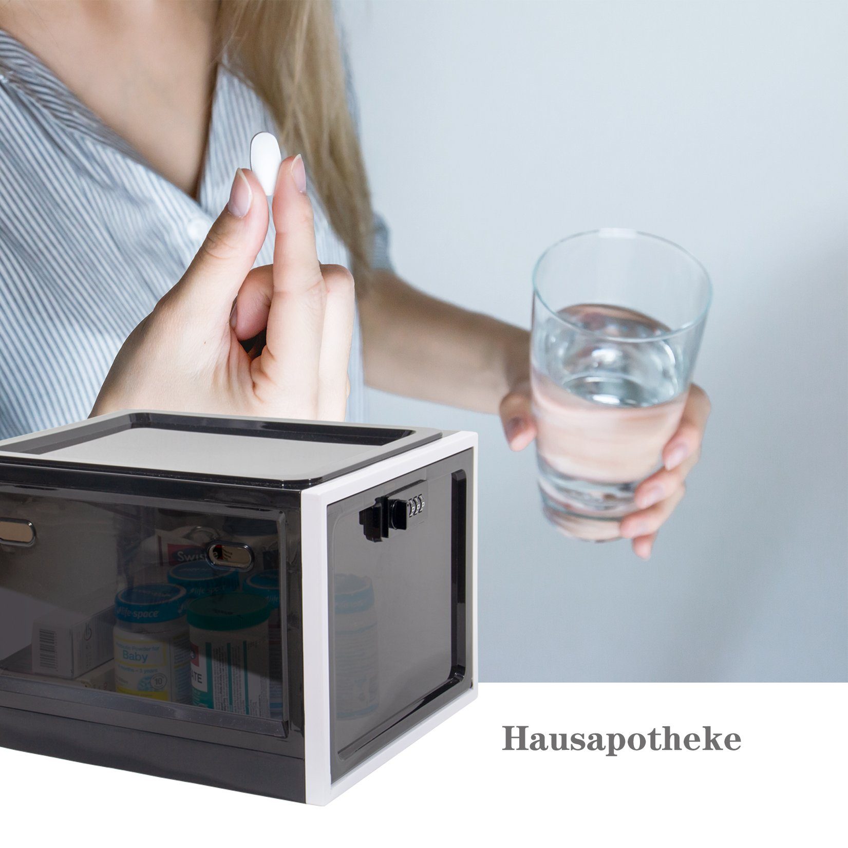Zedelmaier Aufbewahrungsbox Aufbewahrungsbox abschließbar, faltbar für Medikamente und mehr (1 St., STOS1), stapelbar, für Handys, Süßigkeiten, Snack, Persönlicher Safe