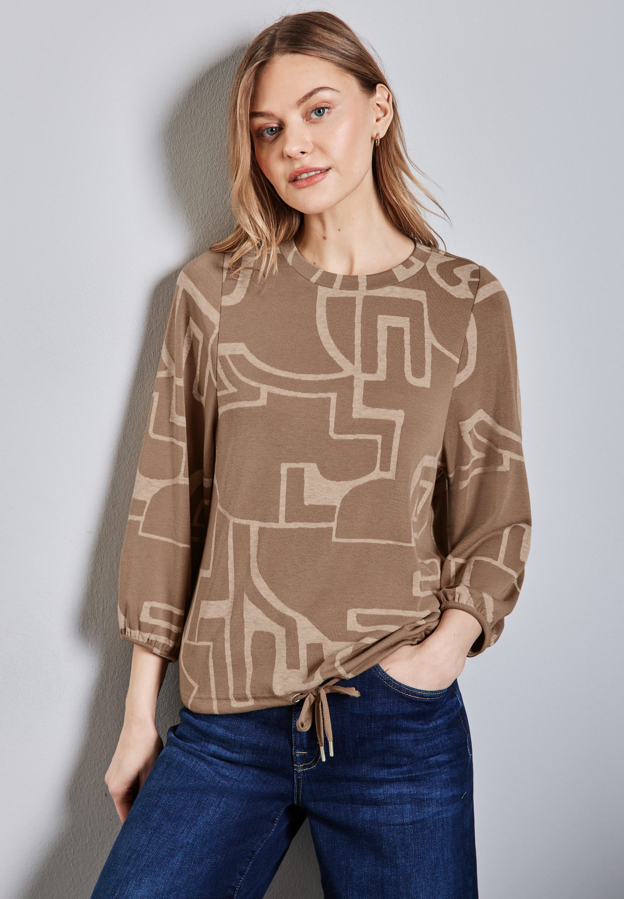 STREET ONE Rundhalspullover mit All-Over Print günstig online kaufen