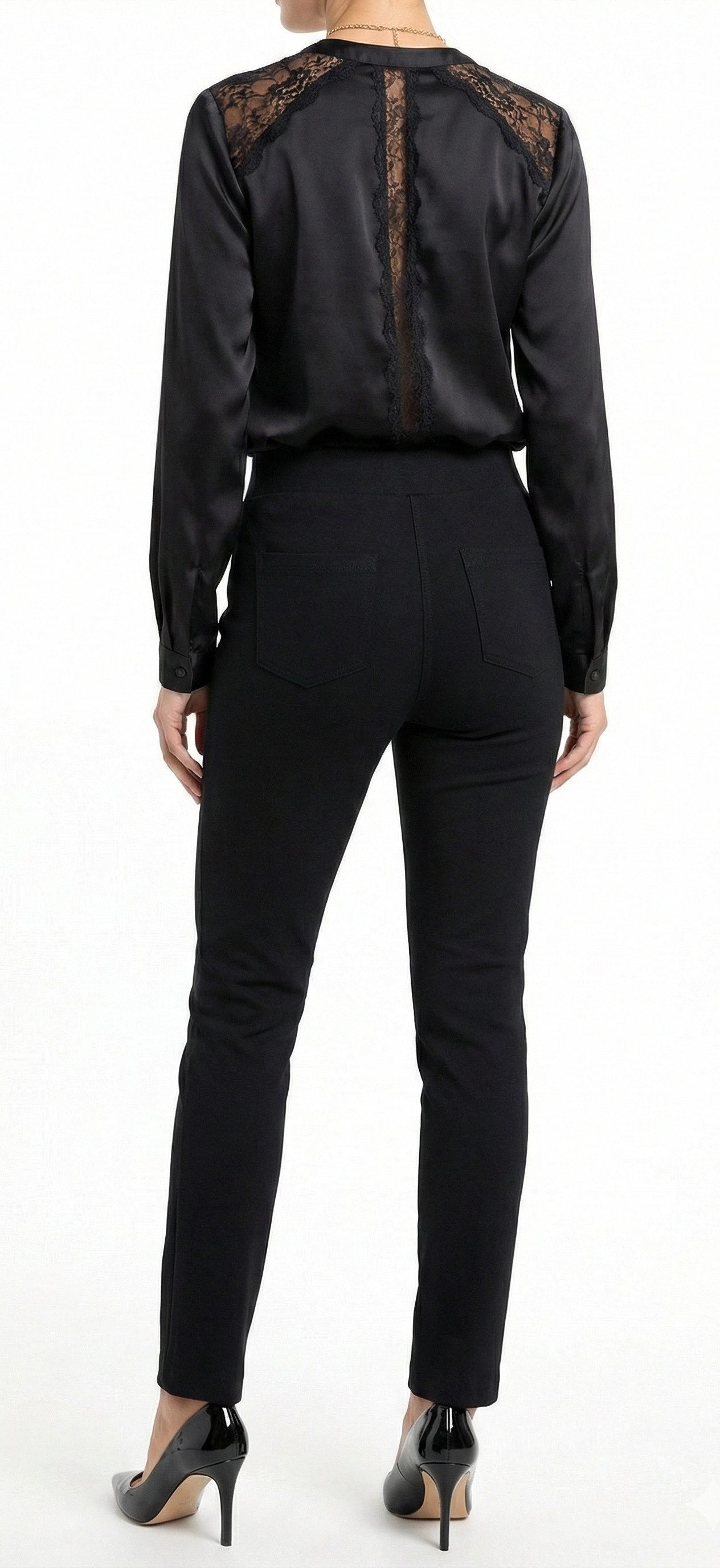 dy_mode Schlupfhose Damen Schlupfhose Elegante Business-Hose Stoffhose Middle Waist in Unifarbe, Middle Waist, mit elastischem Bund