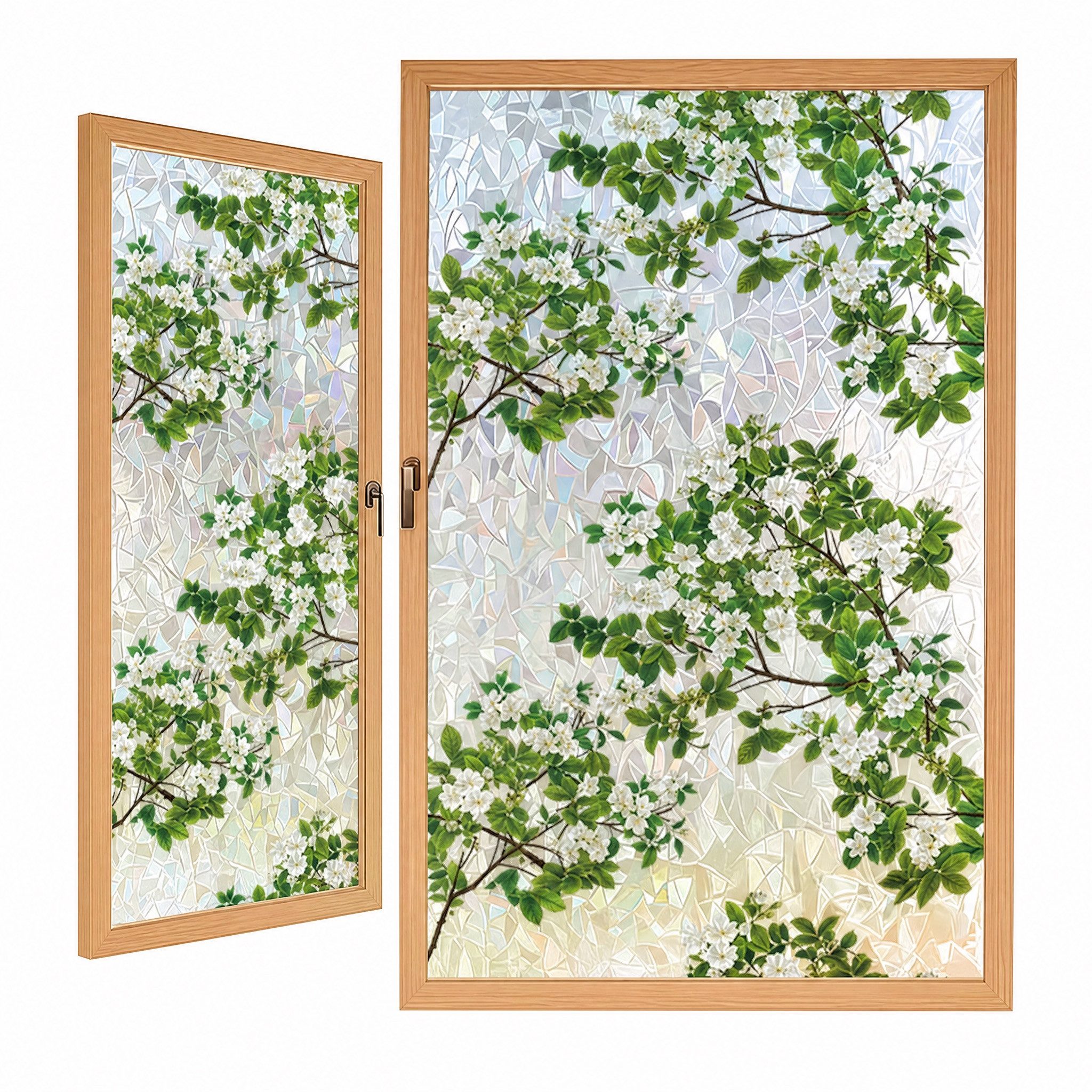 HomeBella Fensterfolie Dekorative Glasdekorfolie Buntglasoptik mit Blumen & Blättern, in Milchglasoptik für Fenster & Glastüren