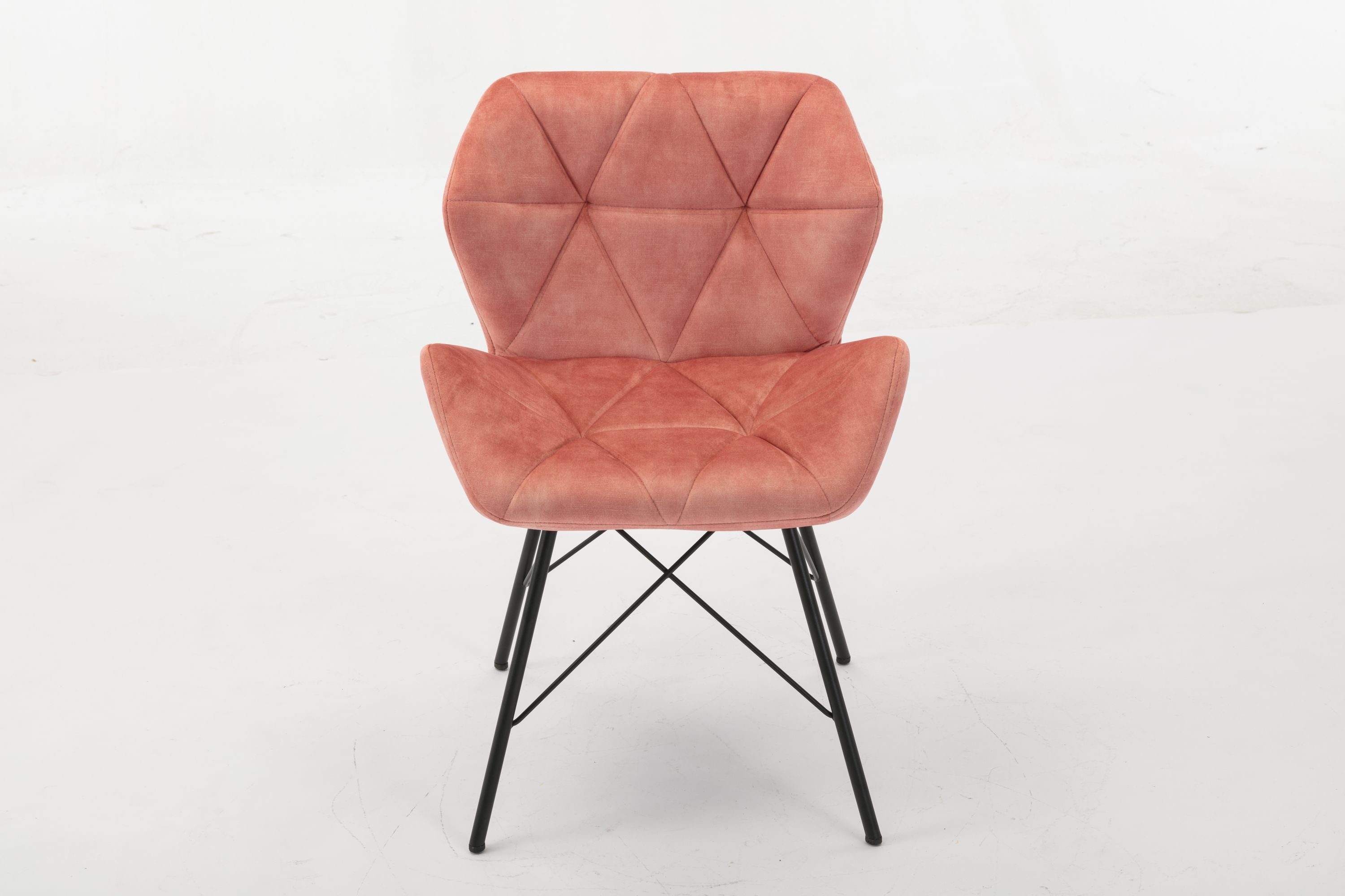 Duhome Esszimmerstuhl, 2er Set Stuhl Küchenstuhl Esszimmerstuhl Rosa Vintage Metallbeine Samtstoff Design