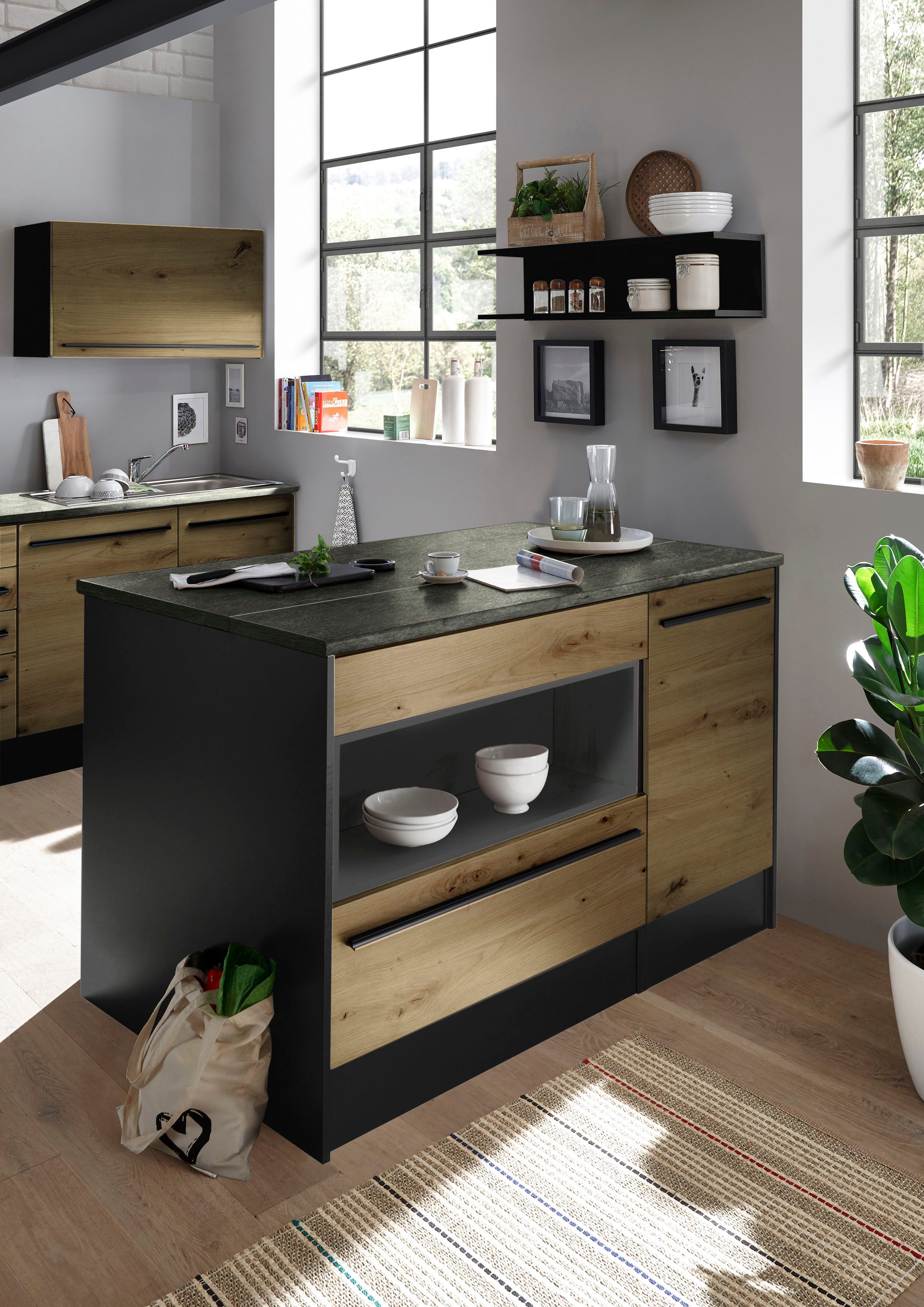 BASIC by Balculina Kücheninsel Jazz Kücheninsel, Breite 145 cm, Türen und Schubkästen