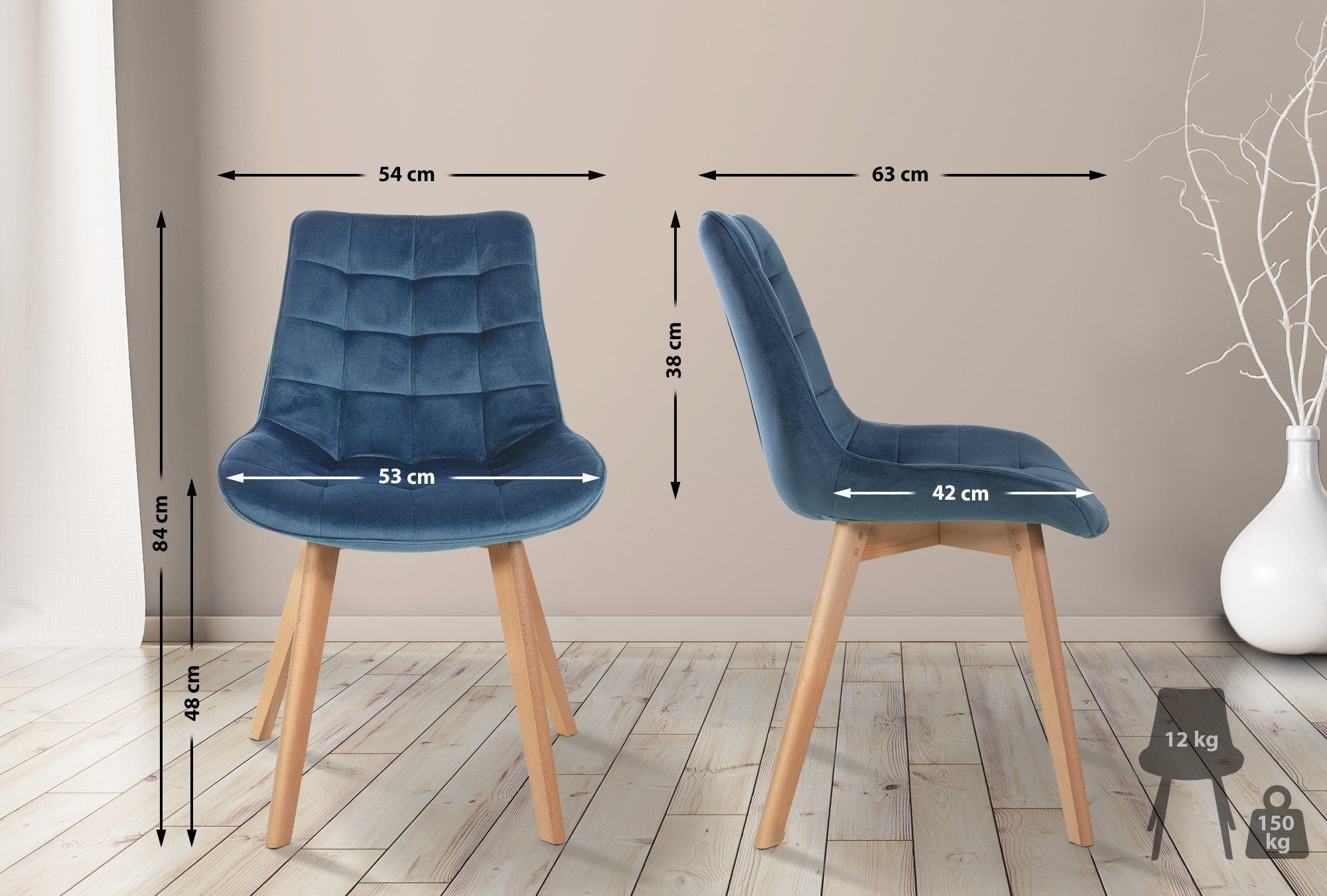 CLP Esszimmerstuhl Brook (2er Set), Vierfußgestell günstig online kaufen