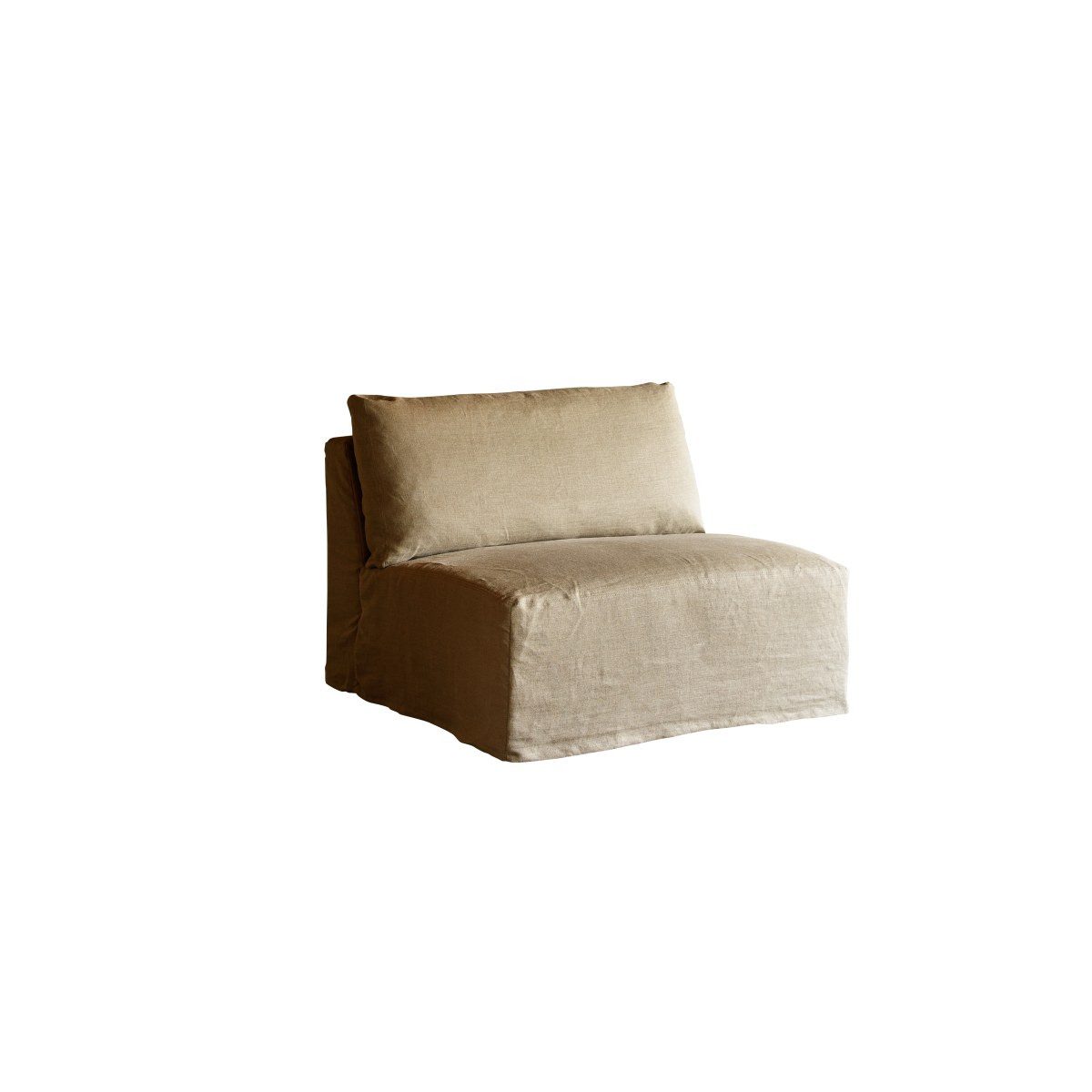 Tikamoon Sofa Modulsessel Nils aus natürlichem Leinen, 1 Sitzer