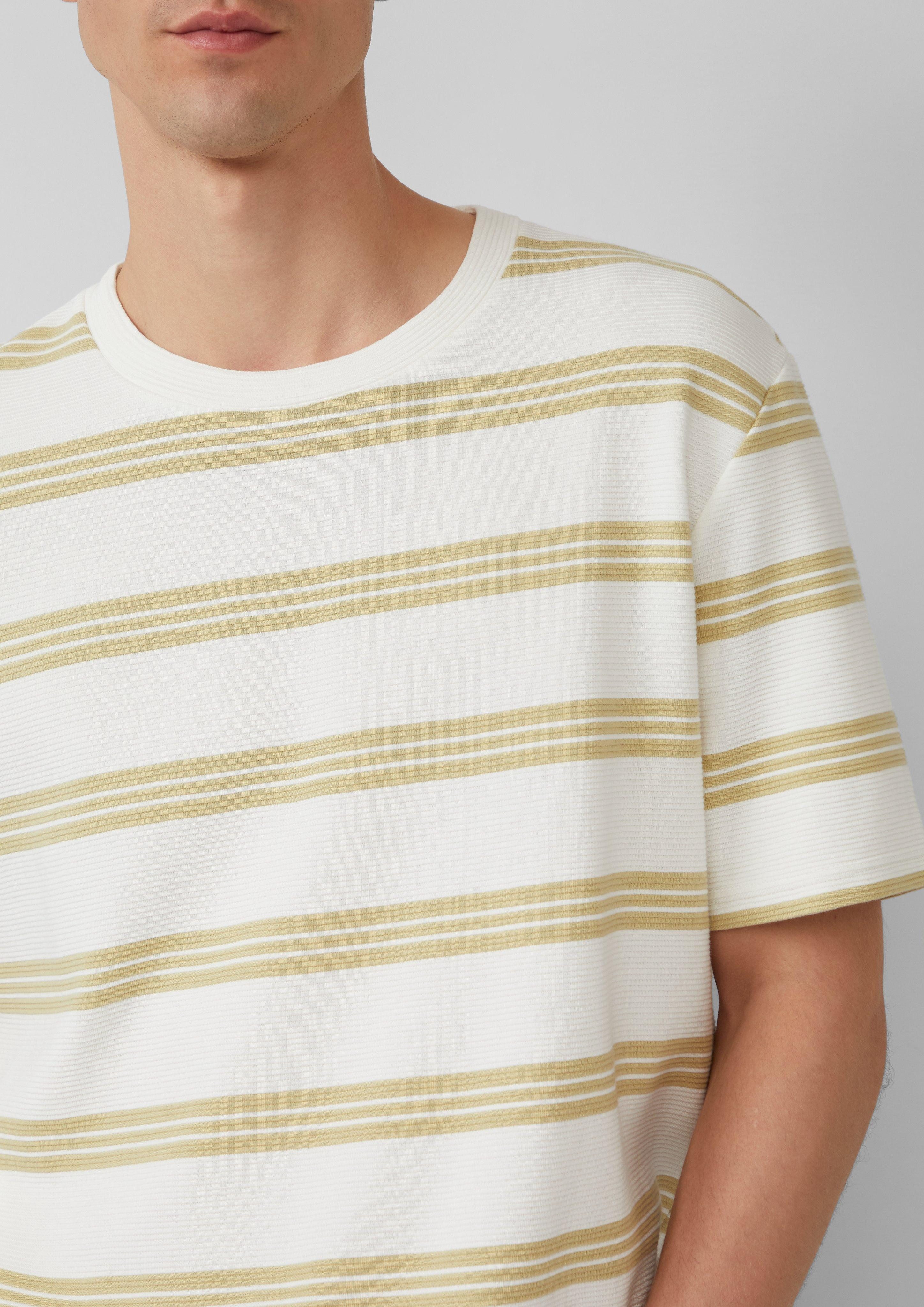 QS Kurzarmshirt Strukturiertes Jersey-T-Shirt mit Streifen günstig online kaufen