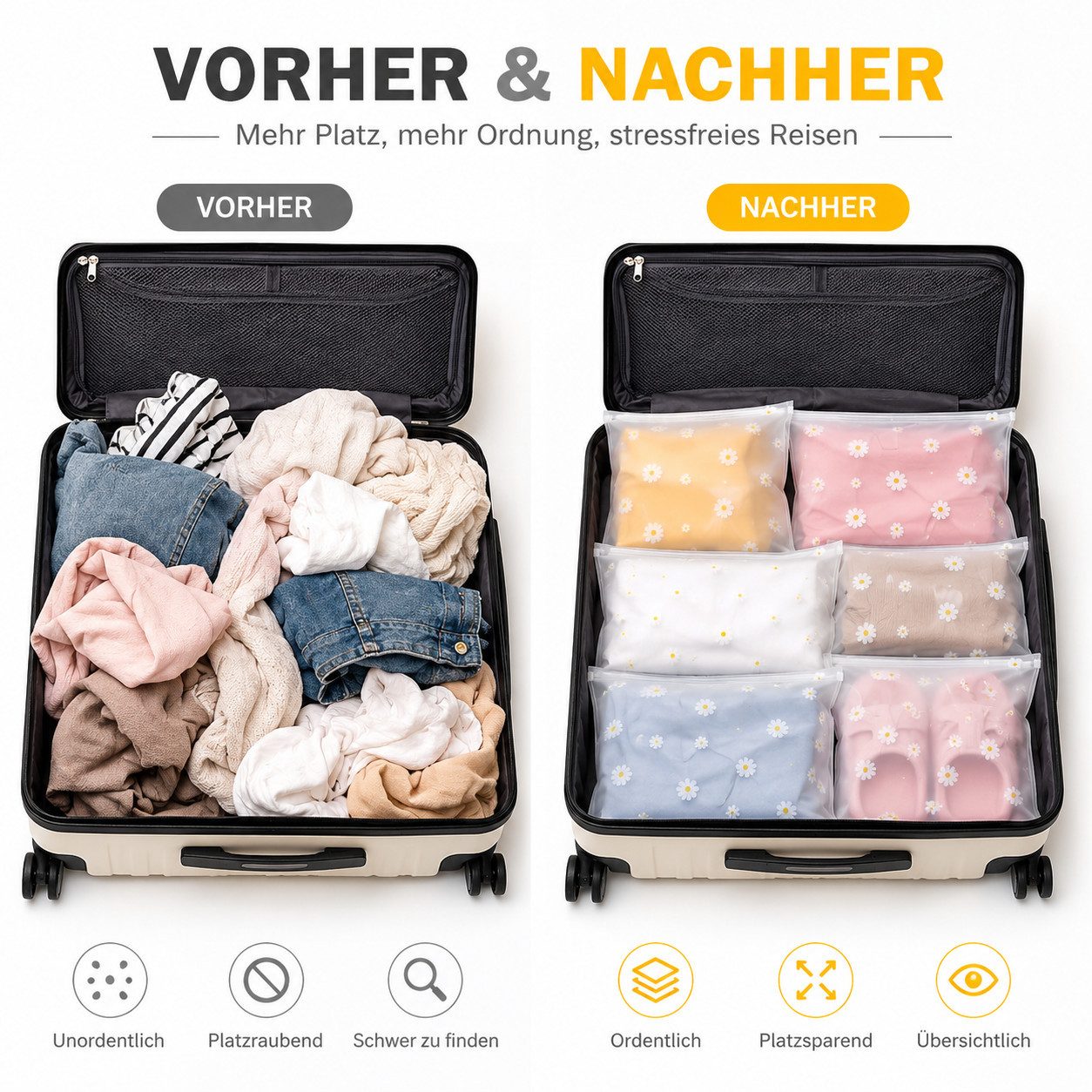 ALARA HOME Kofferorganizer 20 Stück Reise Kleidertaschen Organizer Zip Beutel Wasserdicht – Bild 4 von 5