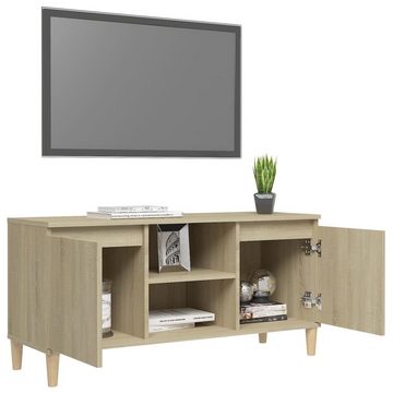 furnicato TV-Schrank mit Massivholz-Beinen Sonoma-Eiche 103,5x35x50 cm
