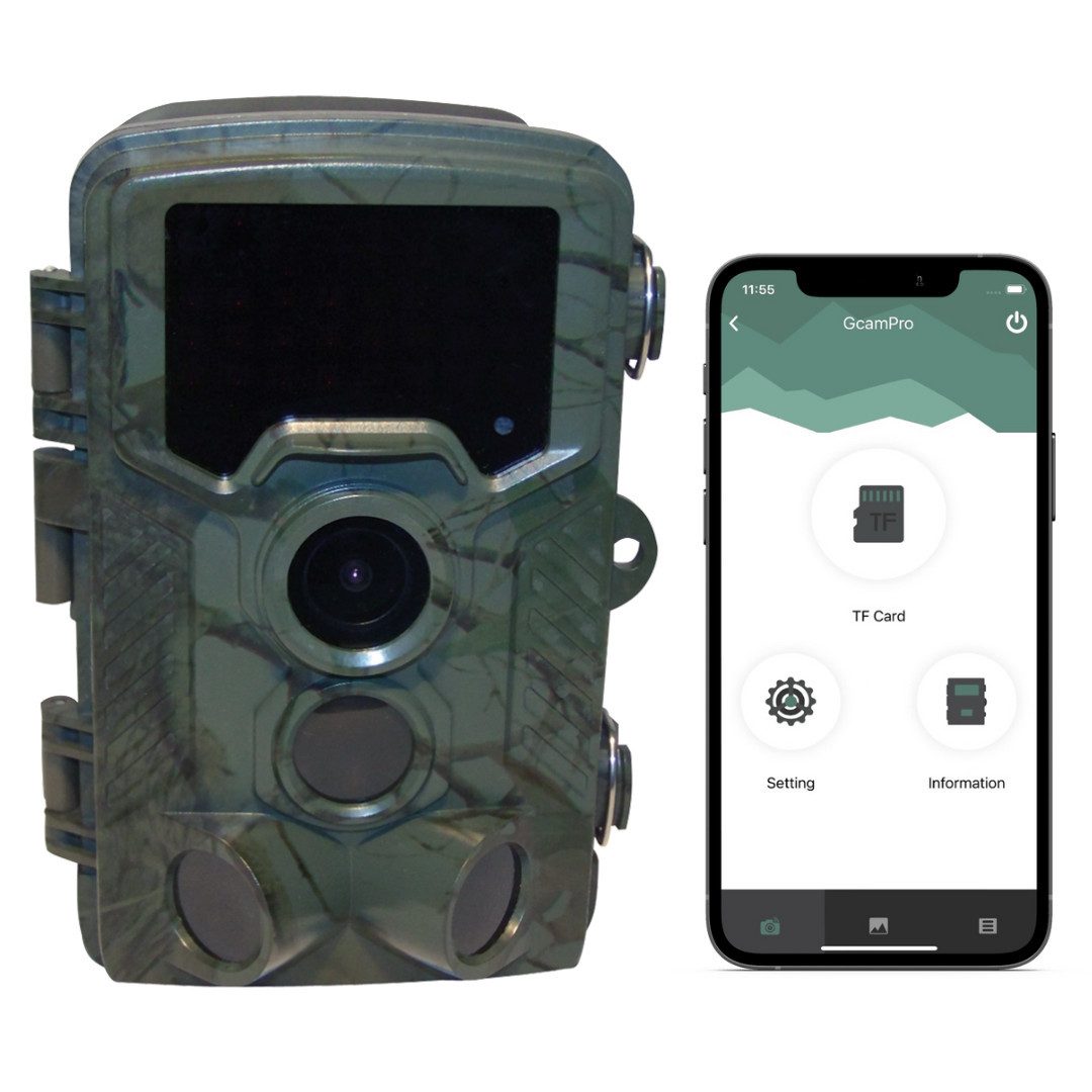 Berger & Schröter Wildkamera Wifi 20 MP, 128 GB, 4K Full HD (Wildwechsel, 24-Stunden-Überwachung, Wildbeobachtung, Jagd, Außenbereich, 3 PIR-Sensoren und 940-nm-Black-LEDs)