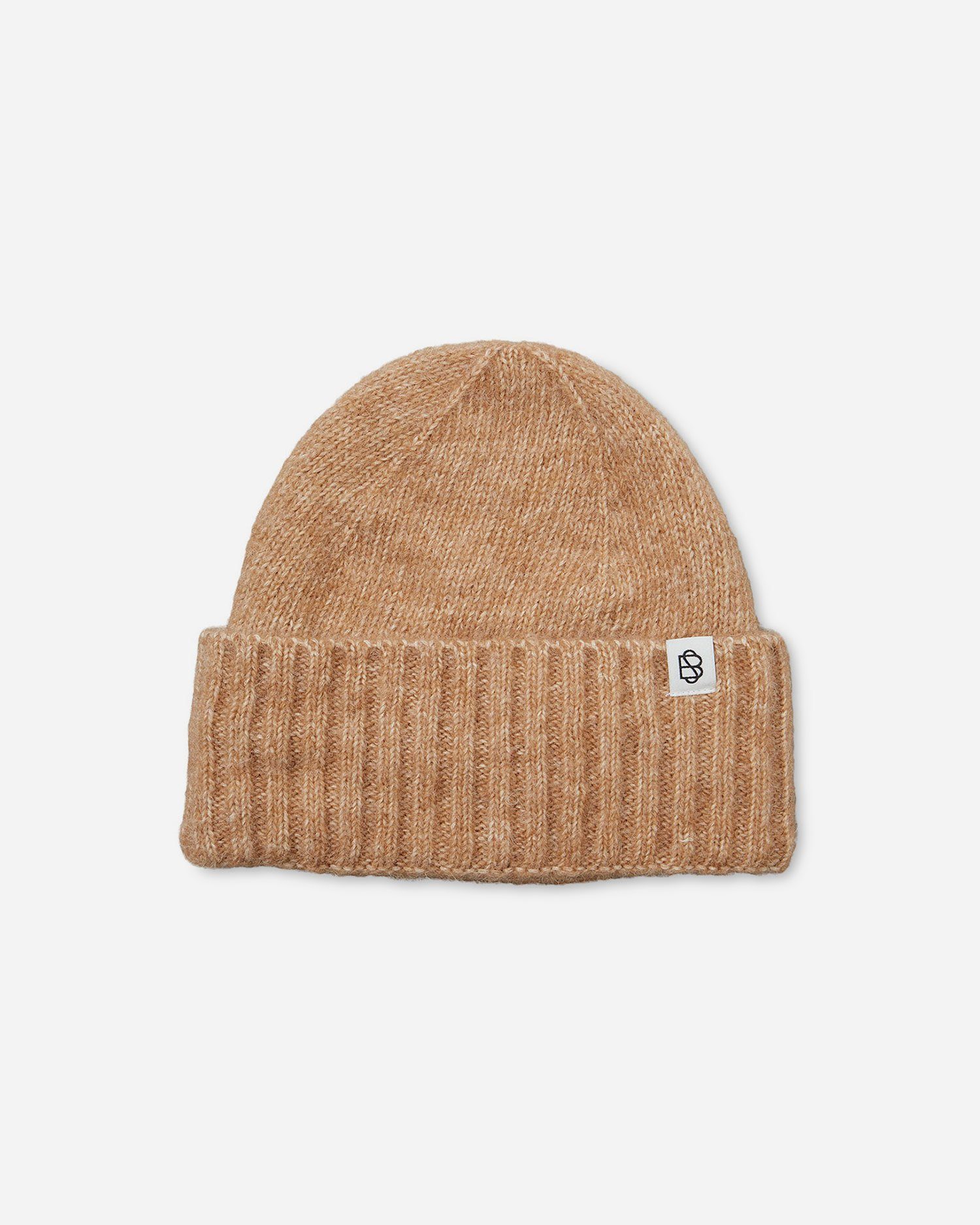 Becksöndergaard Strickmütze Damen Lenny Wintermütze flauschig - Beanie Mütze mit breitem Aufschlag aus Alpaka/Baumwolle Pebble Beige