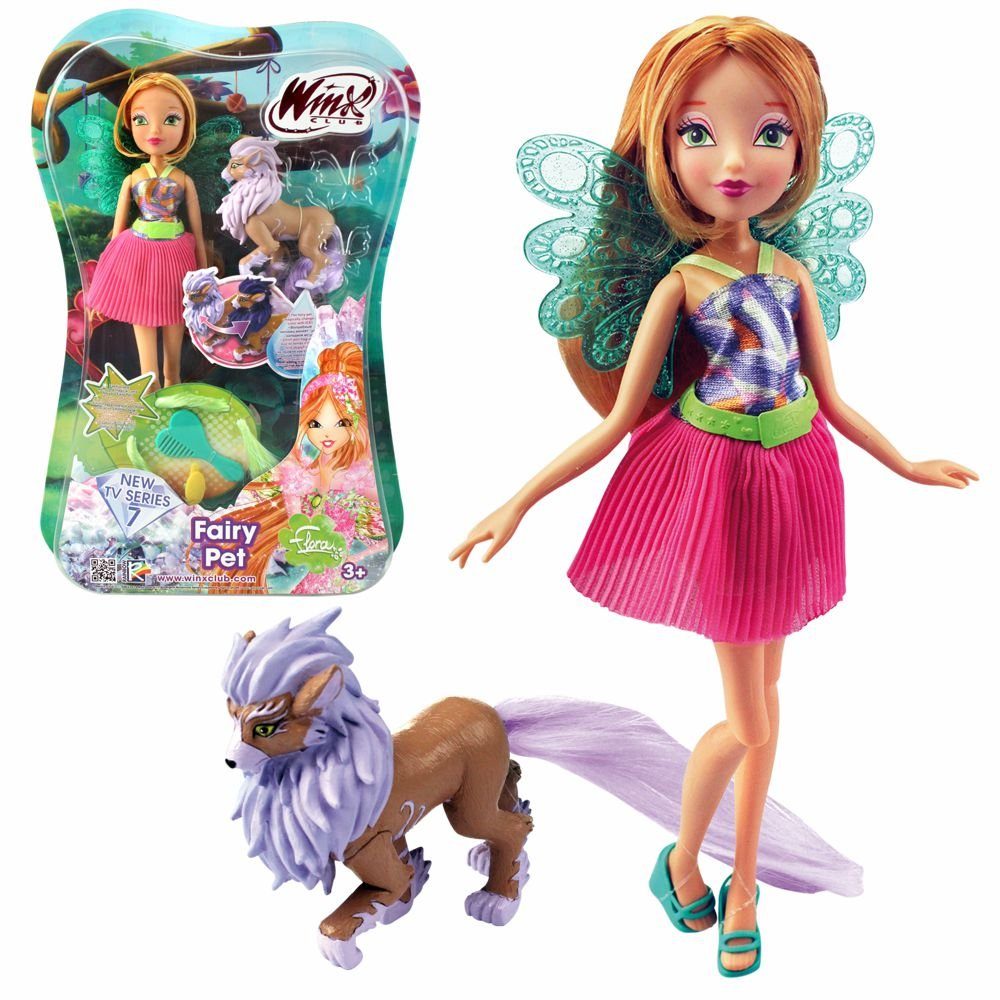 28 Winx Fairy Fee Puppe Winx Pet Anziehpuppe Amarok Club Flora mit cm Club Feentier