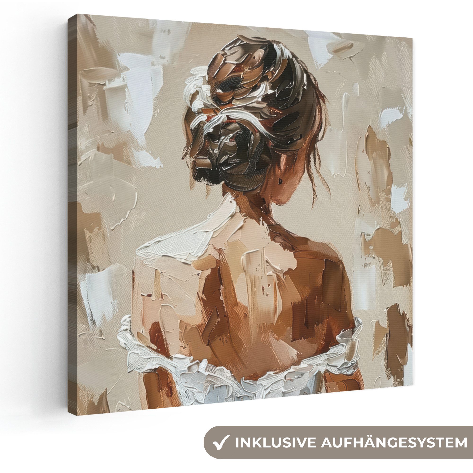 OneMillionCanvasses® Leinwandbild Frau - Farbe - Abstrakt - Beige - Modern, Fotodruck (1 St), Wandbild, Deko Schlafzimmer Wohnzimmer Flur 20x20 cm