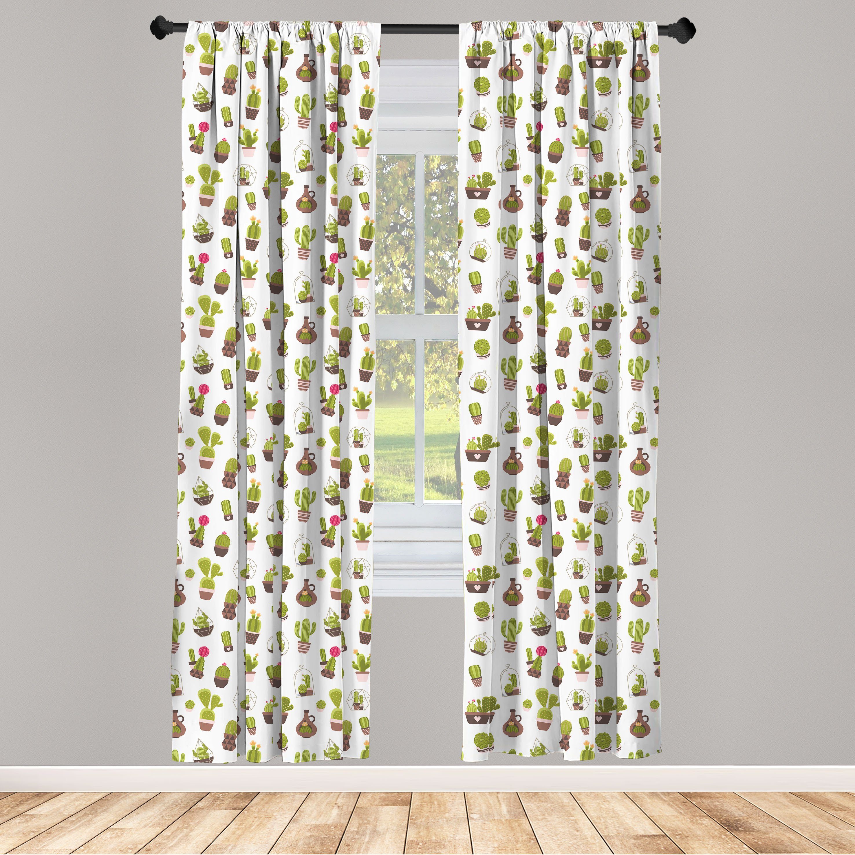 Gardine Vorhang für Wohnzimmer Schlafzimmer Dekor, Abakuhaus, Microfaser, Kaktus Gartenpflanzen Succulents