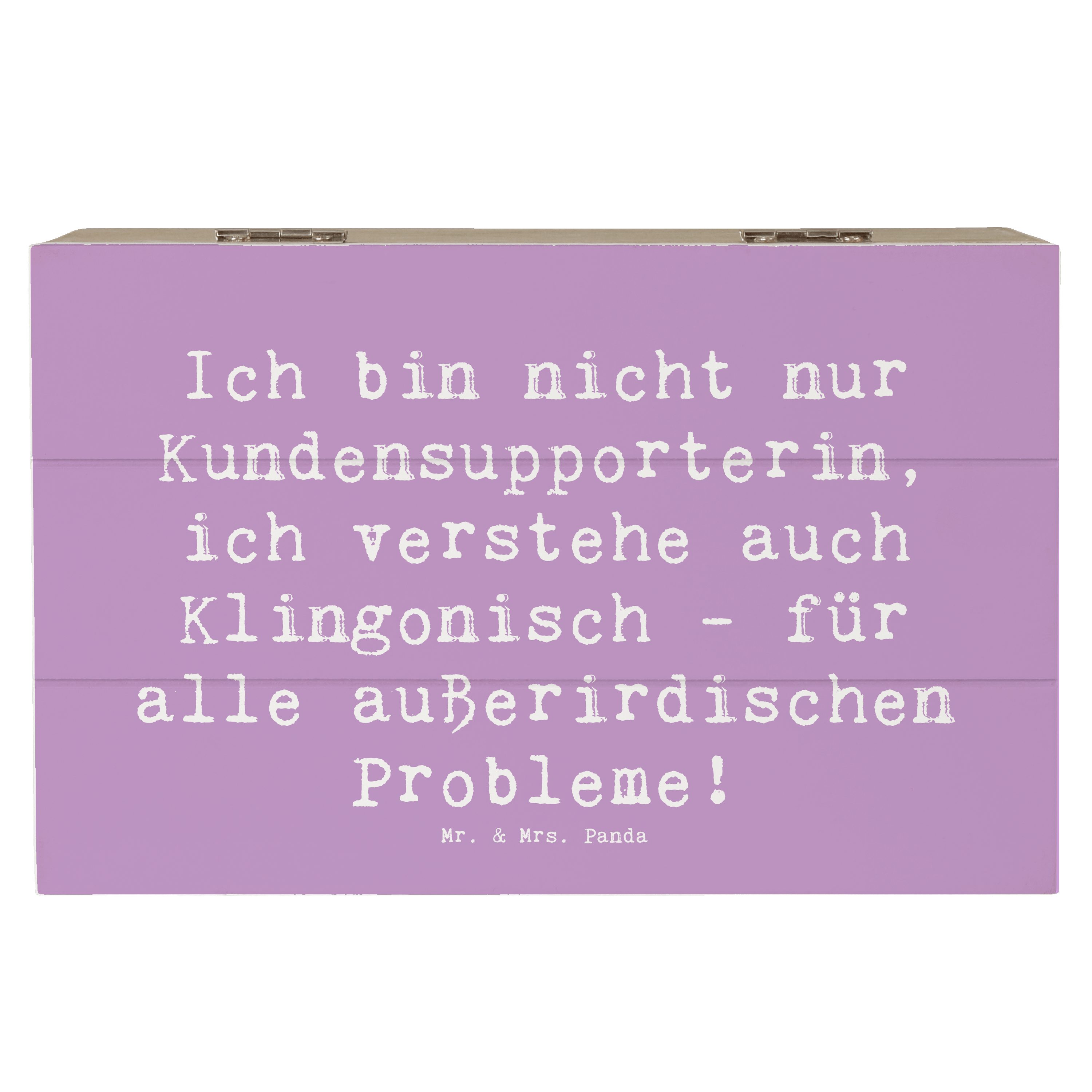 Mr. & Mrs. Panda Dekokiste 19 x 12 cm Spruch Kundensupport Kompetenz - Lavendeltraum - Geschenk, (1 St)