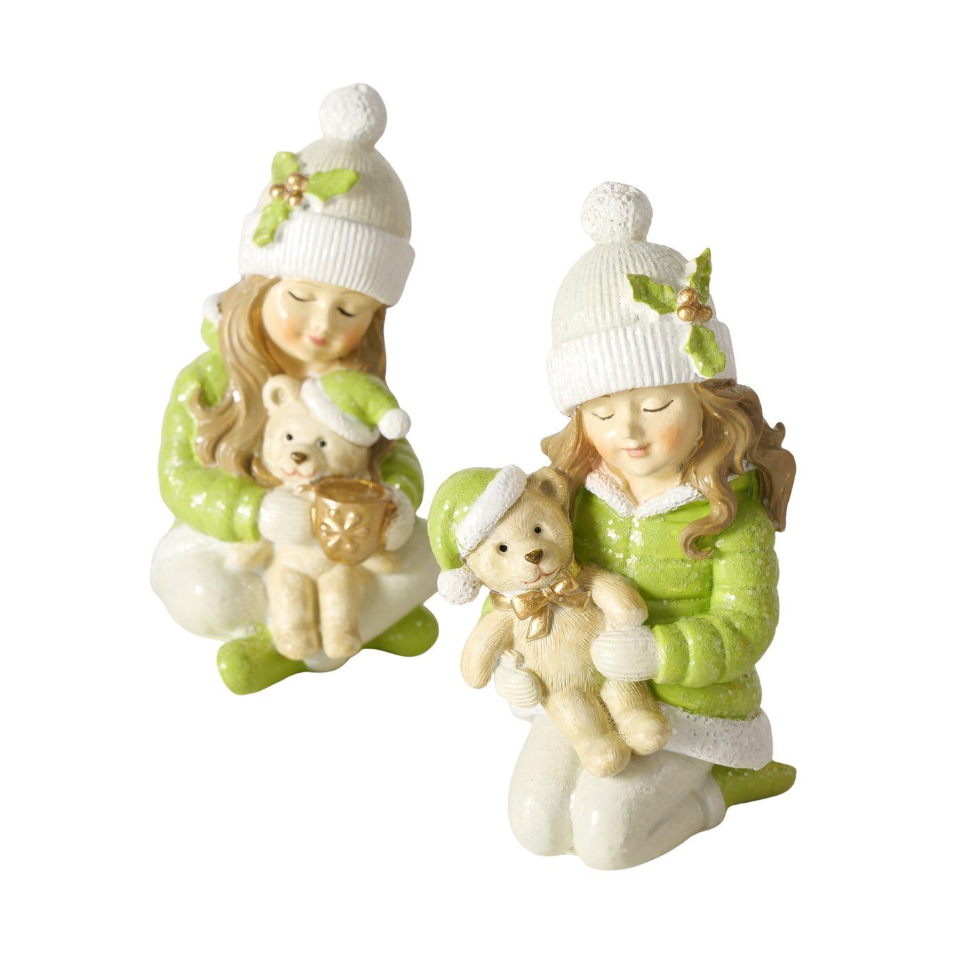 MF Weihnachtsfigur Weihnachtsdeko Figur Maren 2er Set Mädchen mit Teddybär günstig online kaufen