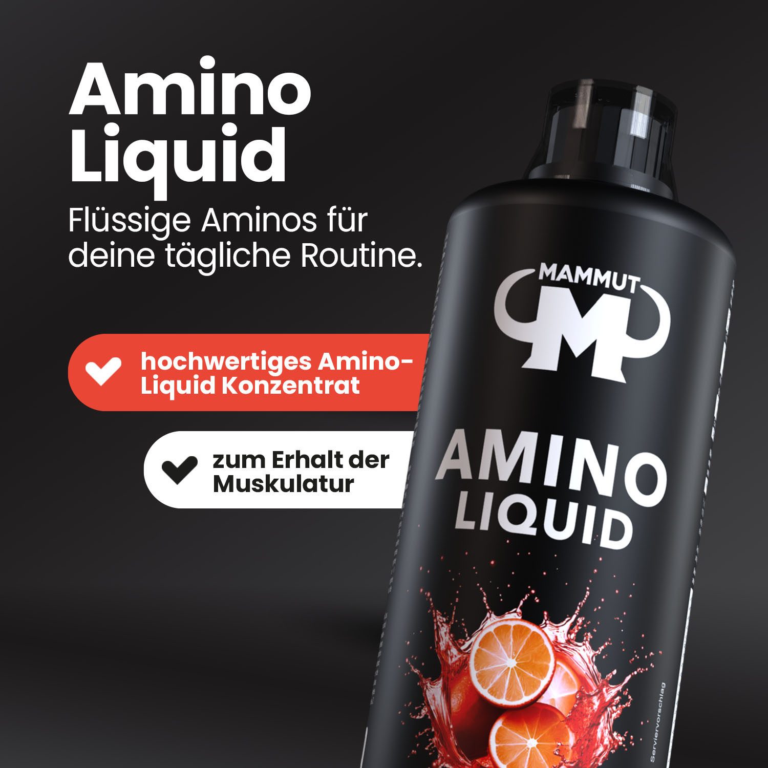 Mammut Nutrition Amino Liquid - Blutorange - 1000 ml Flasche Flüssigkeit