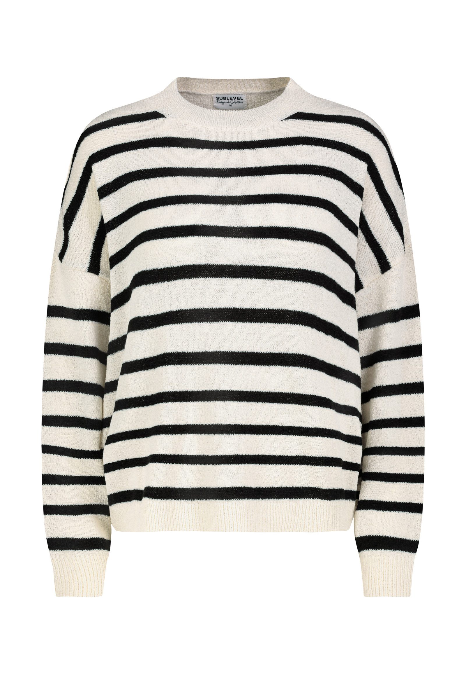 SUBLEVEL Strickpullover Damen Pullover Maritimer Streifen-Klassiker Pullover langarm, Rundhalsausschnitt