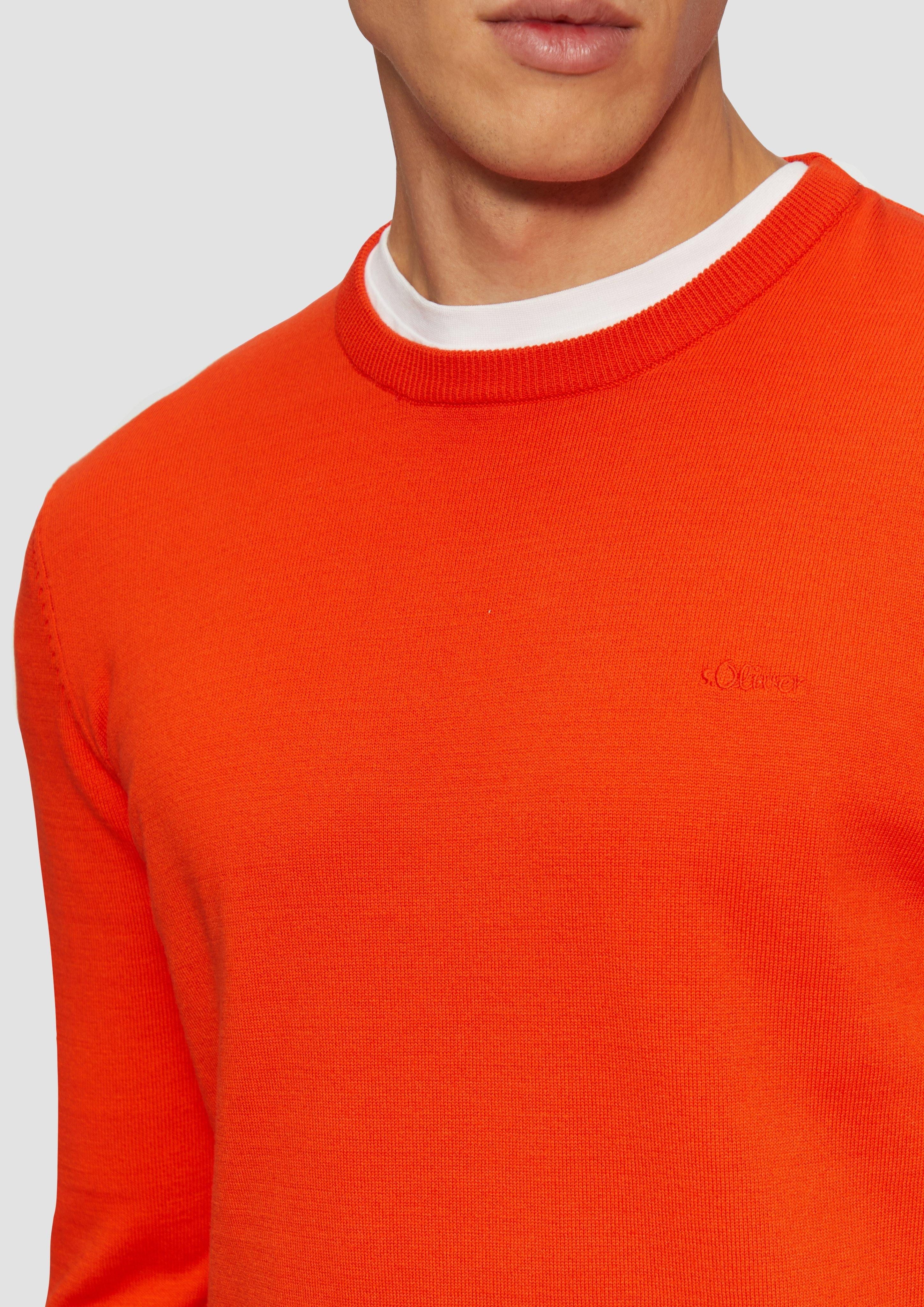 s.Oliver Strickpullover Strickpullover mit Logo-Stickerei Logo günstig online kaufen