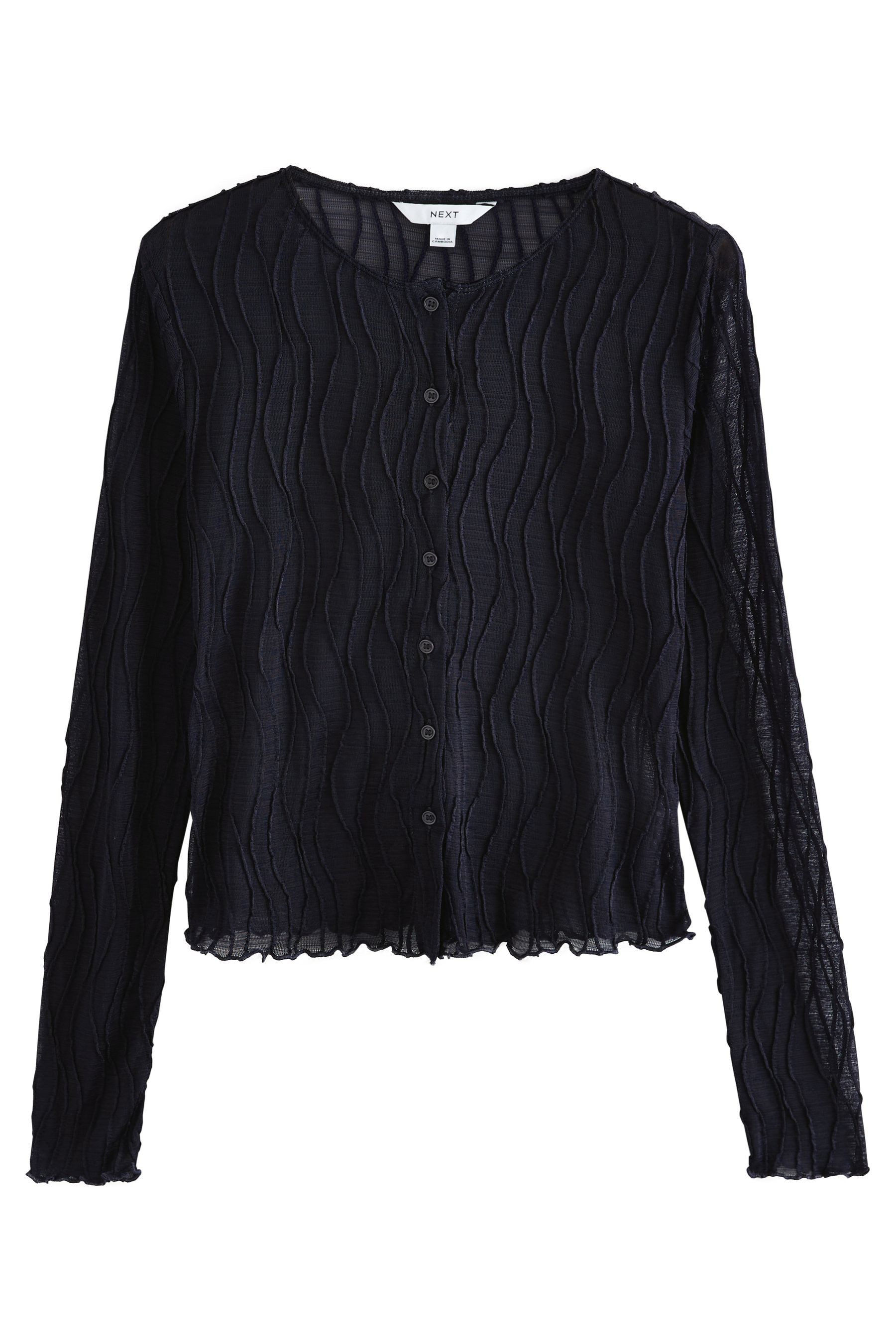 Strickjacke Strukturierte Strickjacke mit Mesh, Kurzgröße