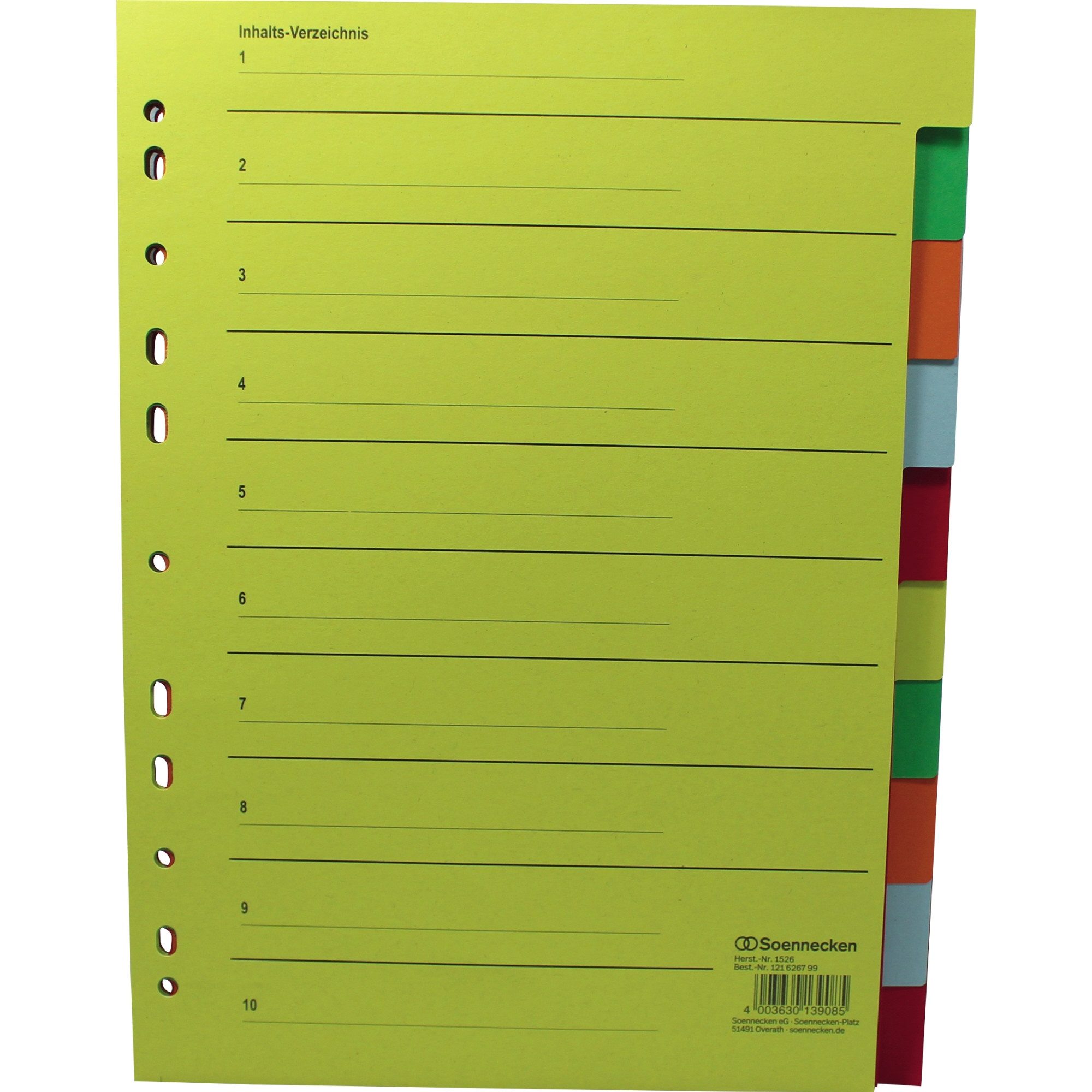 Soennecken Aktenordner Register 1526 blanko 22,5x29,7cm volle Höhe RC farbig