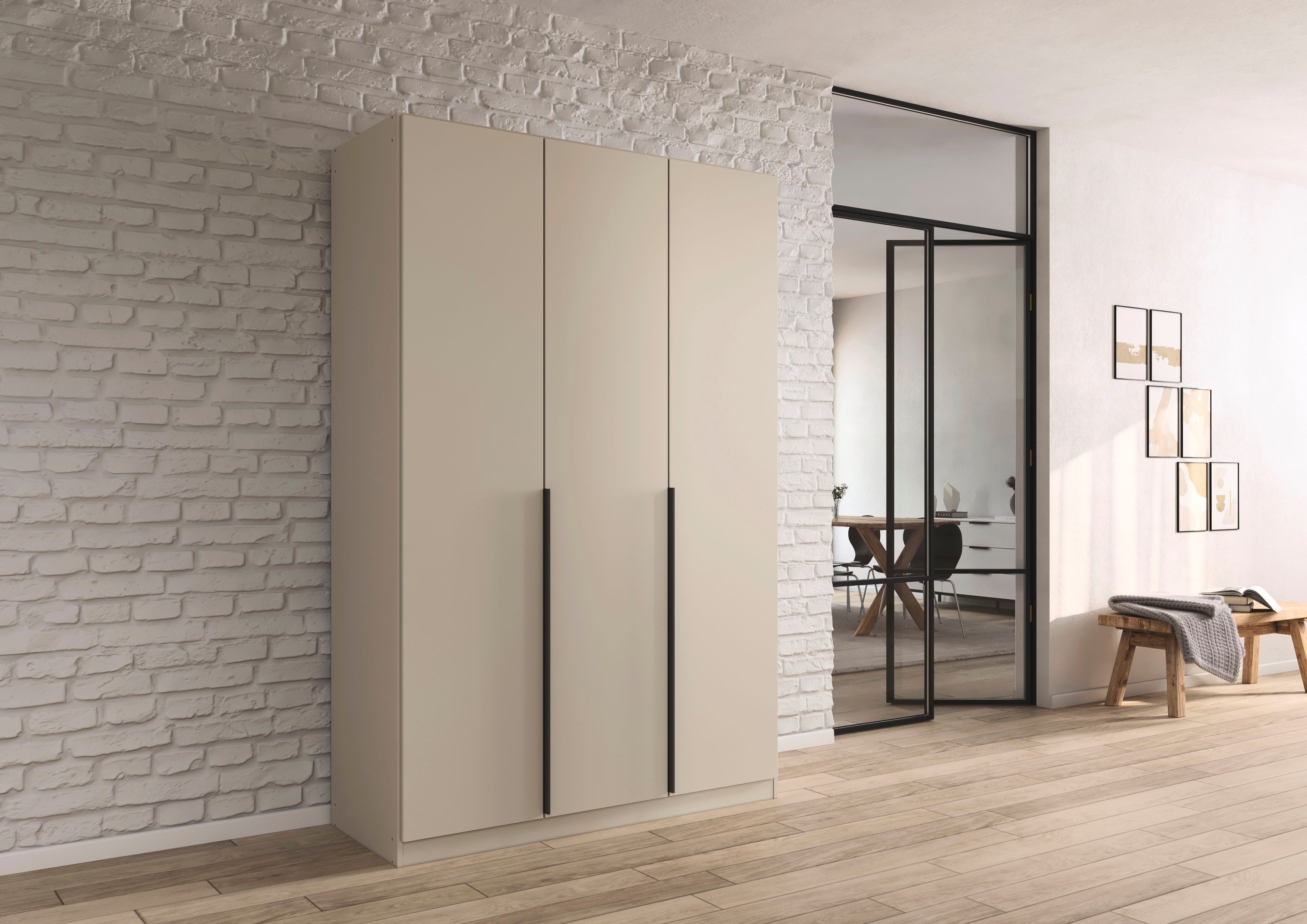 OTTO home Drehtürenschrank Kleiderschrank Schrank Garderobe AGORDO Schlafzimmer (in zwei Griff-Farben, Breiten 91-405 cm, Dekor- oder Hochglanzfront) durchdachte Innenausstattung, in 8 Breiten und 2 Höhen MADE IN GERMANY