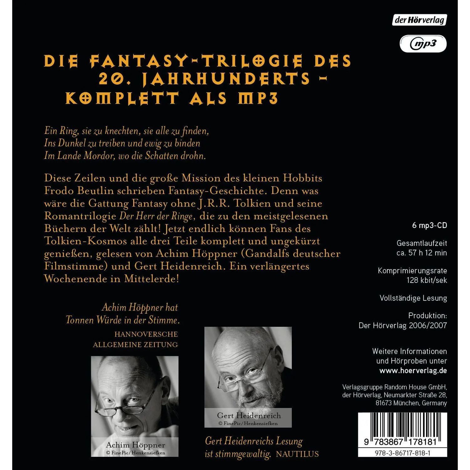 Der HörVerlag Hörspiel Der Herr der Ringe. Die Komplettlesung