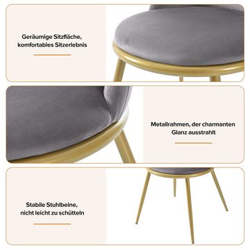 Ulife Essgruppe Moderner Küchentisch Set,Samt Rundsitze,Weiß MDF Tischplatte, (5-tlg), 117×68×75cm Esstisch mit 4 Stühlen