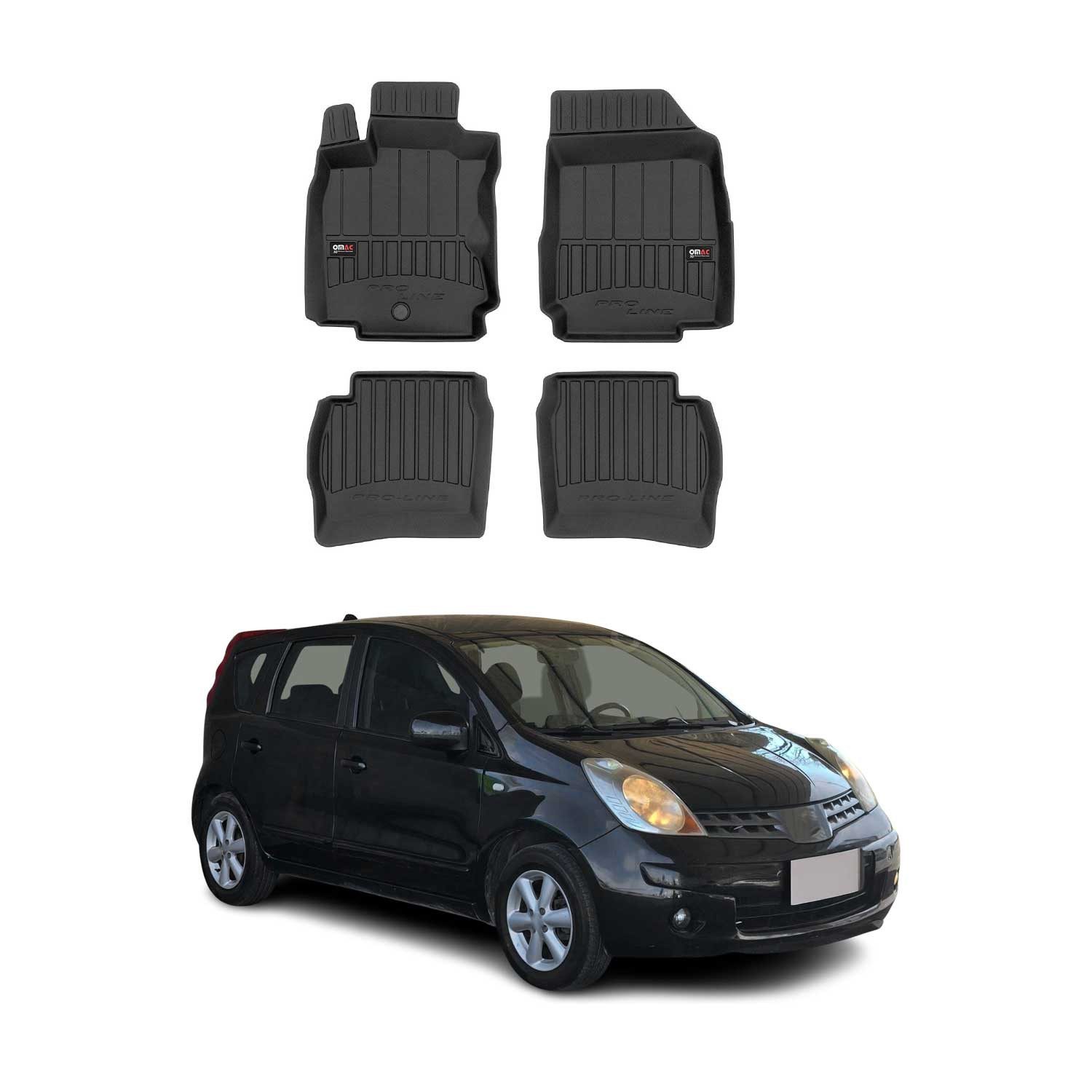 OMAC Auto-Fußmatten für Nissan Note 2006-2012 Schwarz 4 tlg TPE (4 St), für Nissan Note 2006-2012 Nissan Note 2006-2012, Antirutsch,Wasserfest,Einfache Installation