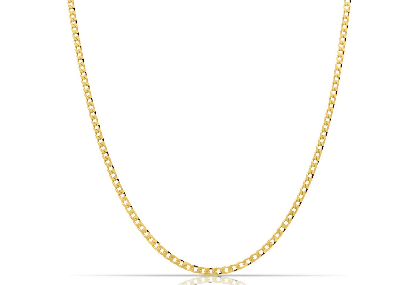 Tony Fein Kette ohne Anhänger Panzerkette 3 mm 585er Vergoldet Hochglanzpoliert, Made in Italy für Damen und Herren