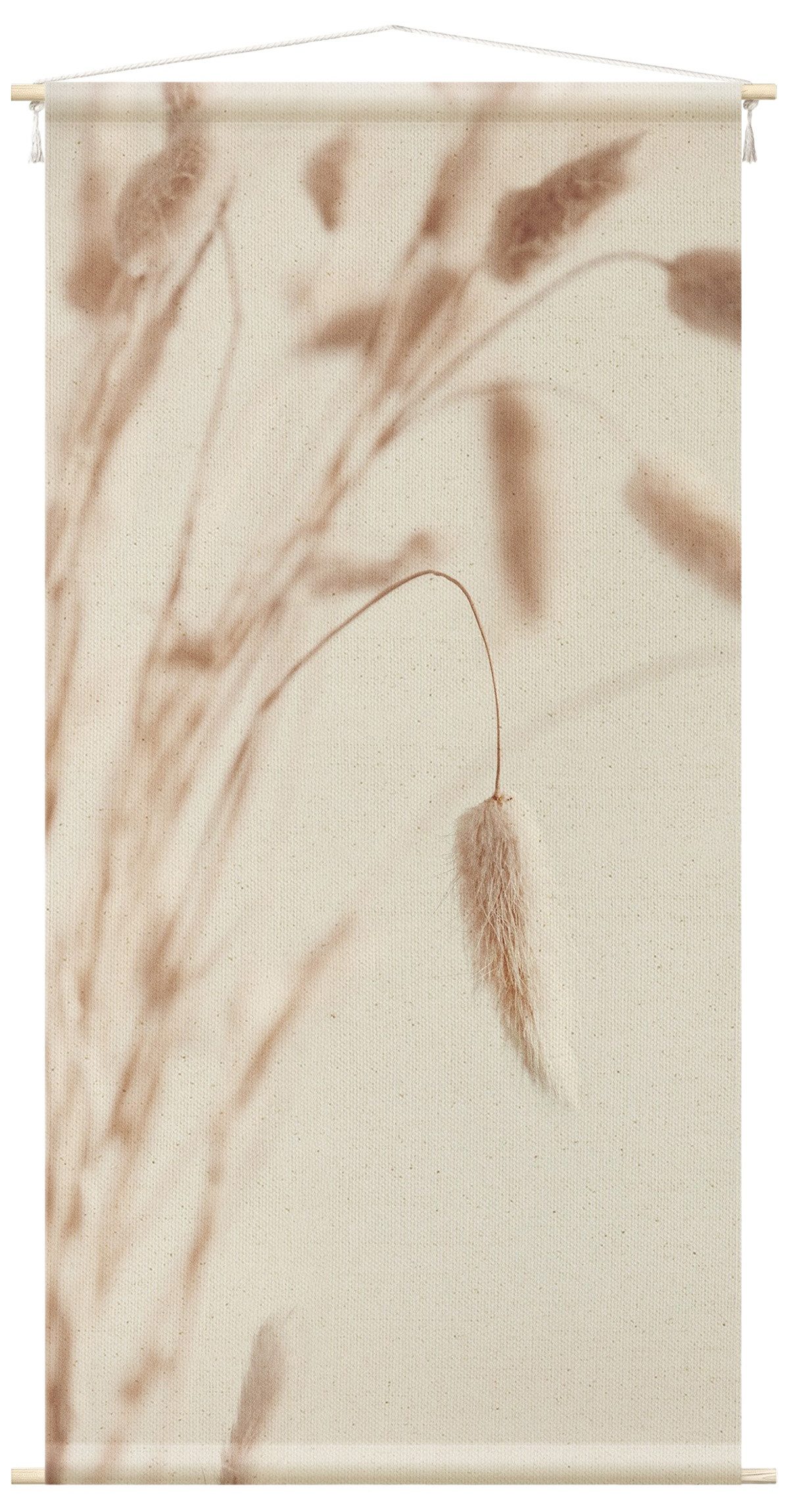 Bilderdepot24 Wandteppich modern Landhaus Gräser beige, rechteckig, Höhe: 2.6 mm, großes Wandbild aus Natur-Baumwolle Wandbehang Stoffbild Tuch Wollseil