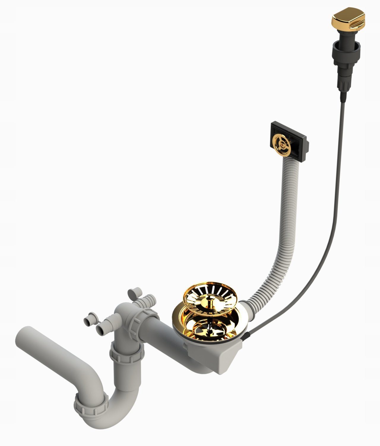 Faizee Möbel Siphon Siphon Silber/Gold mit Überlauf für das Spülbecken Automatisch