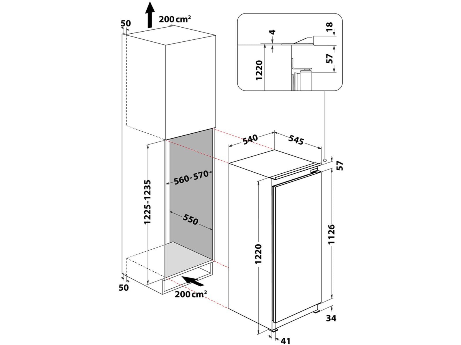 BAUKNECHT Einbaukühlschrank KSI 12VS2, 0.0 cm hoch, integrierbar – Bild 3 von 3
