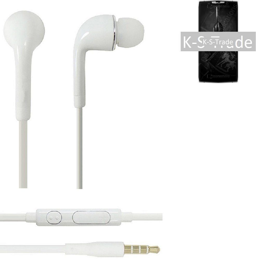 K-S-Trade für Asus Zenfone Max Pro (M2) In-Ear-Kopfhörer (Kopfhörer Headset mit Mikrofon u Lautstärkeregler weiß 3,5mm)