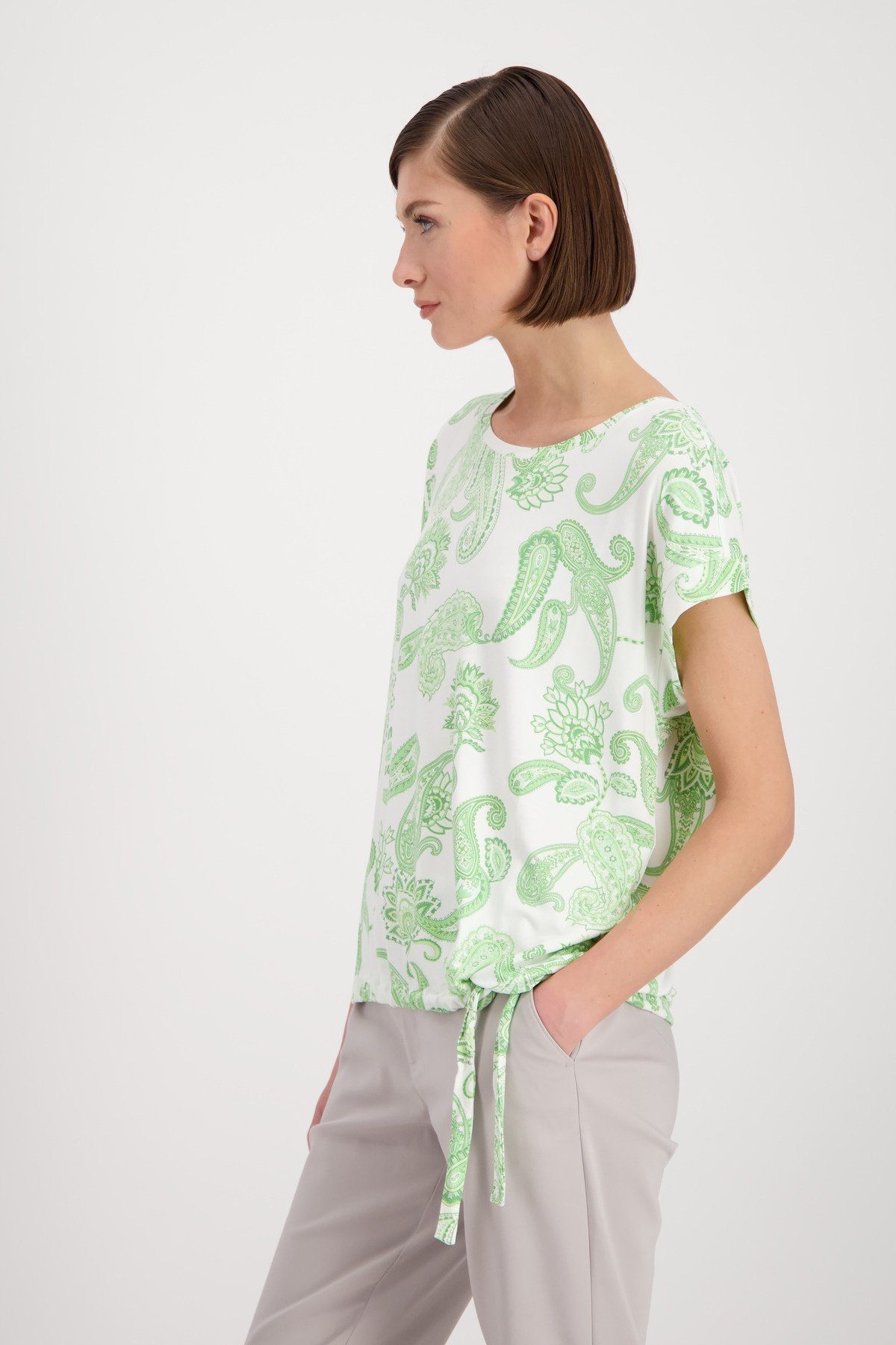 Monari T-Shirt Paisley Muster T Shirt mit Tunnelzug