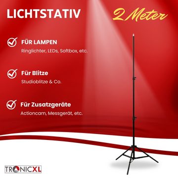 TronicXL 210cm Lampenstativ Stativ Lichtstativ Ständer 2m Blitz LED Leuchte Lampenstativ (Höhe: 210cm)