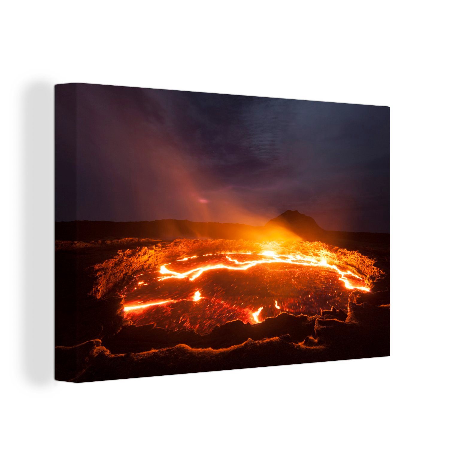 OneMillionCanvasses® Leinwandbild Lavasee nach Vulkanausbruch in Äthiopien, (1 St), Wandbild Leinwandbilder, Aufhängefertig, Wanddeko, 30x20 cm