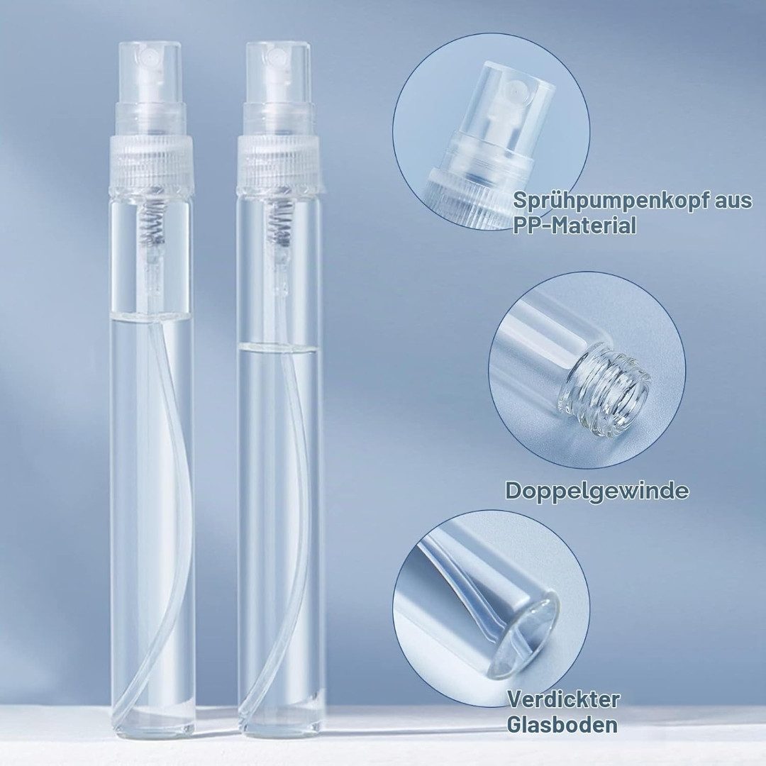 Benecreat Sprühflasche 25er Set Mini Sprühflaschen 10 ml Feinnebel Zerstäuber Glas Reisegröße, (25-teiliges Mini-Sprühflaschen-Set 10 ml für Kosmetik und Parfüm – Bild 3 von 5