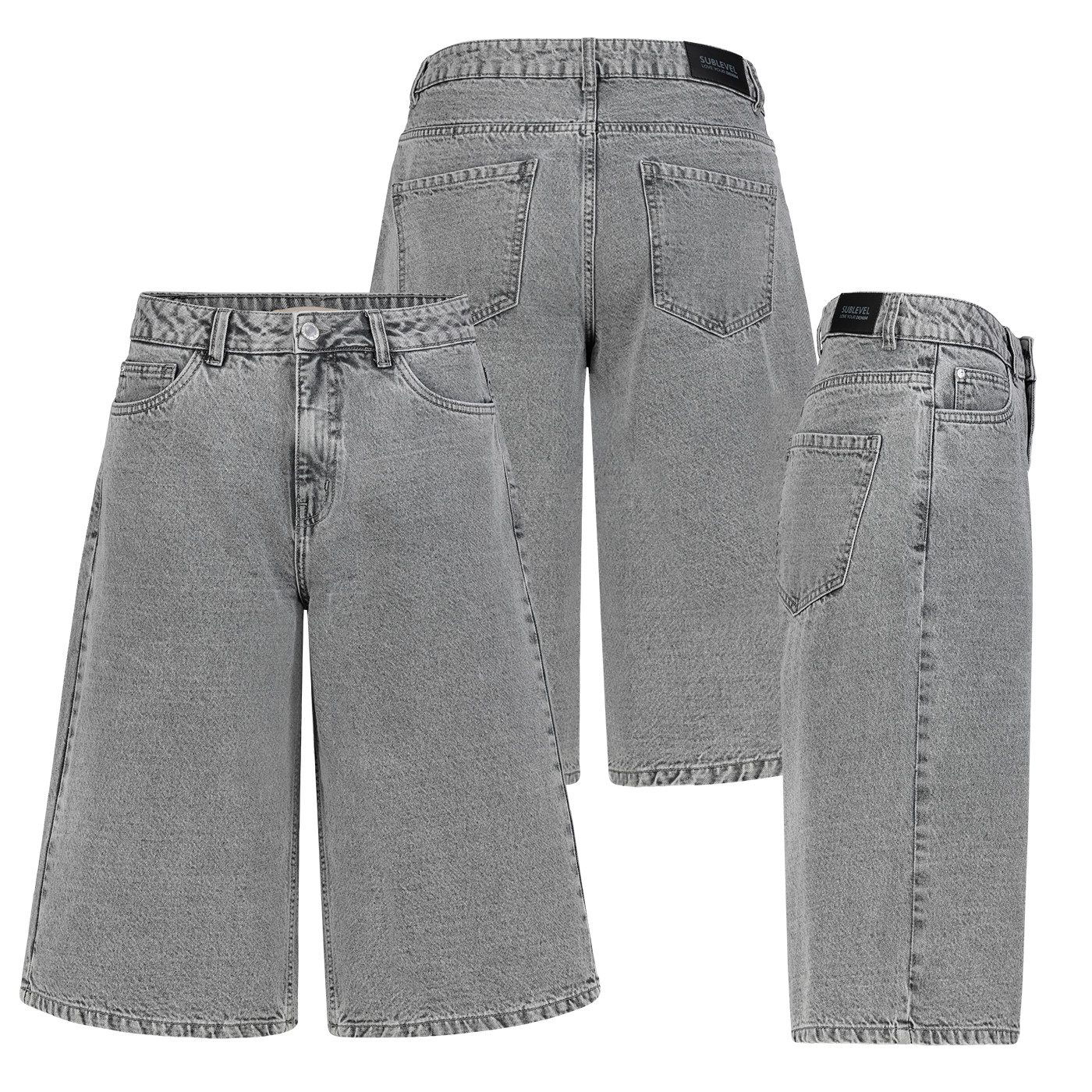 SUBLEVEL Bermudas Damen Jeans Shorts Bermuda Kurze Hose Short Denim Baggy 5-Pocket-Style