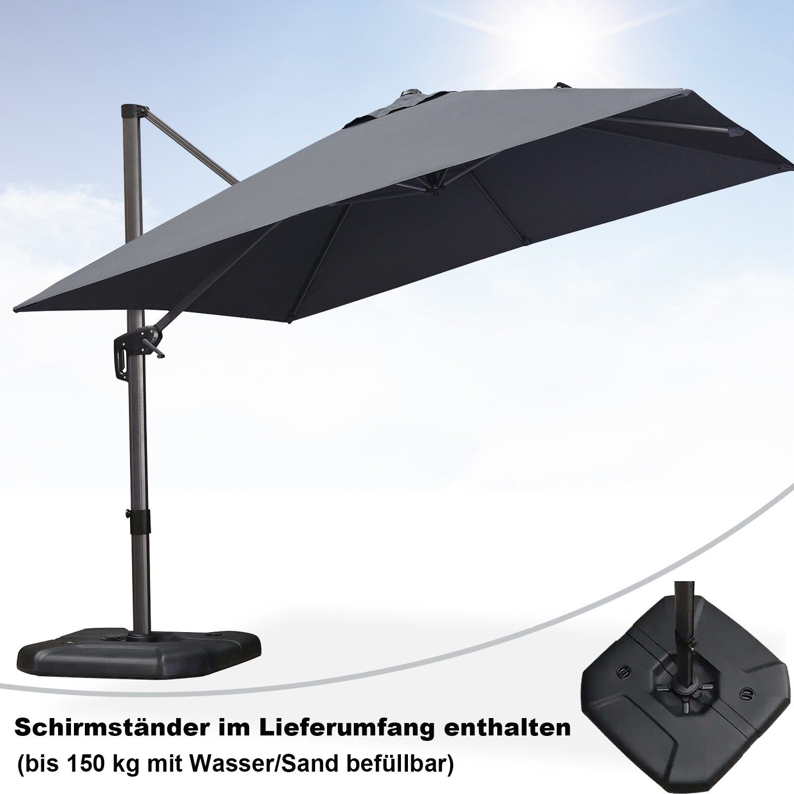 PURPLE LEAF Ampelschirm Quadratischer Alu Außenbereich günstig online kaufen