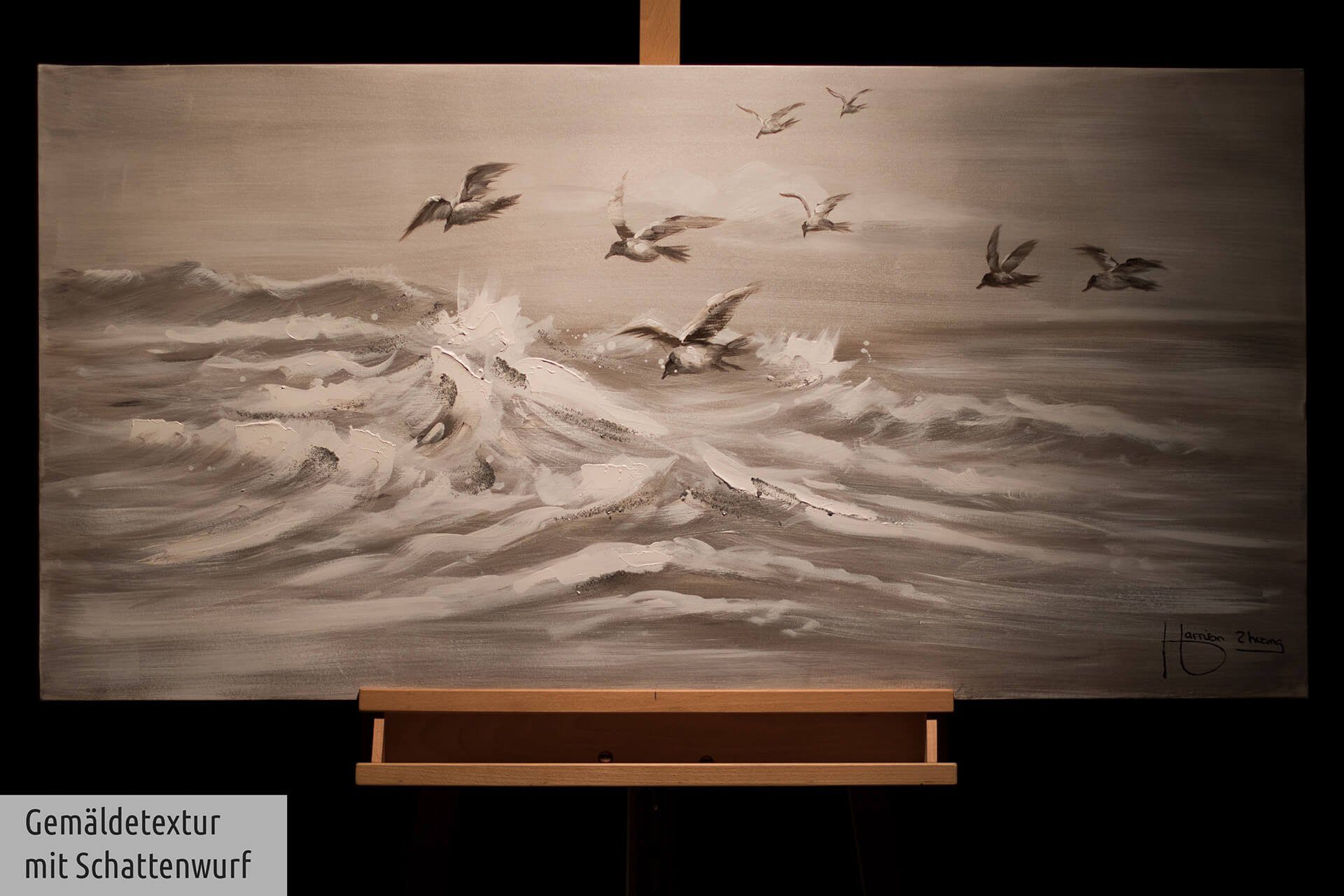 KUNSTLOFT Gemälde Kapriolen 120x60 cm, Leinwandbild 100% HANDGEMALT Wandbild Wohnzimmer