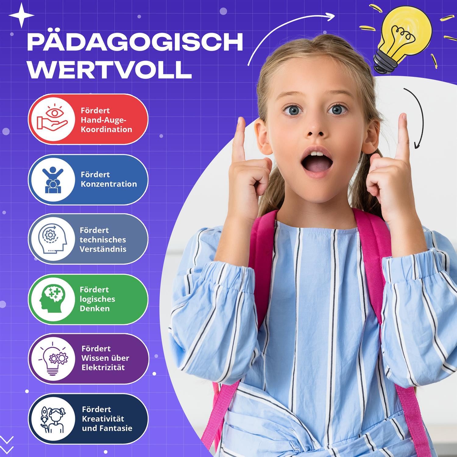 noDNA We love robotics Experiment Kit Electronics Construction Kit for children aged 8 and up, including learning quiz & illustrated instructions