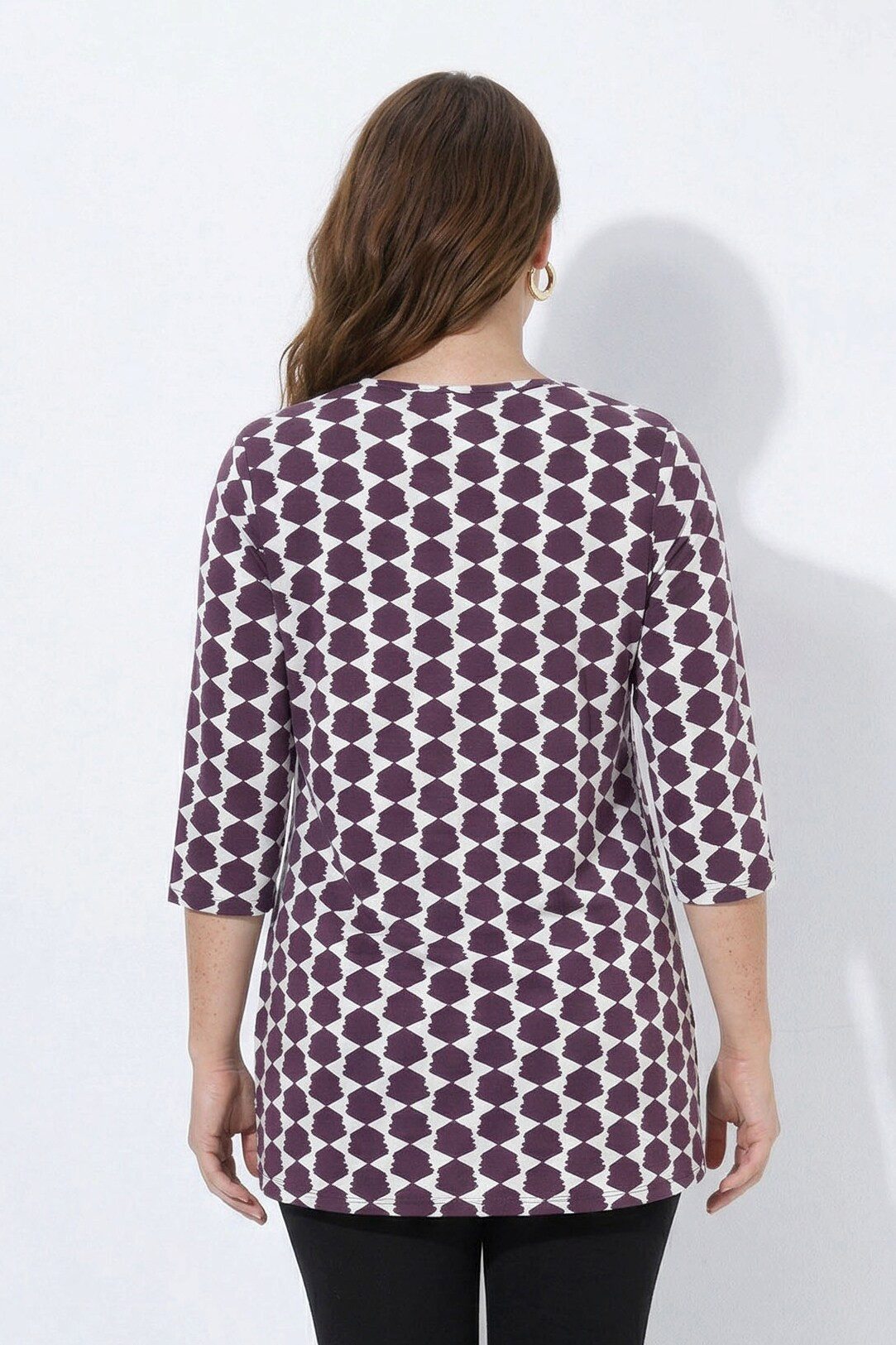 Ulla Popken Longshirt Longshirt grafischer Druck Tunika-Ausschnitt – Bild 4 von 5