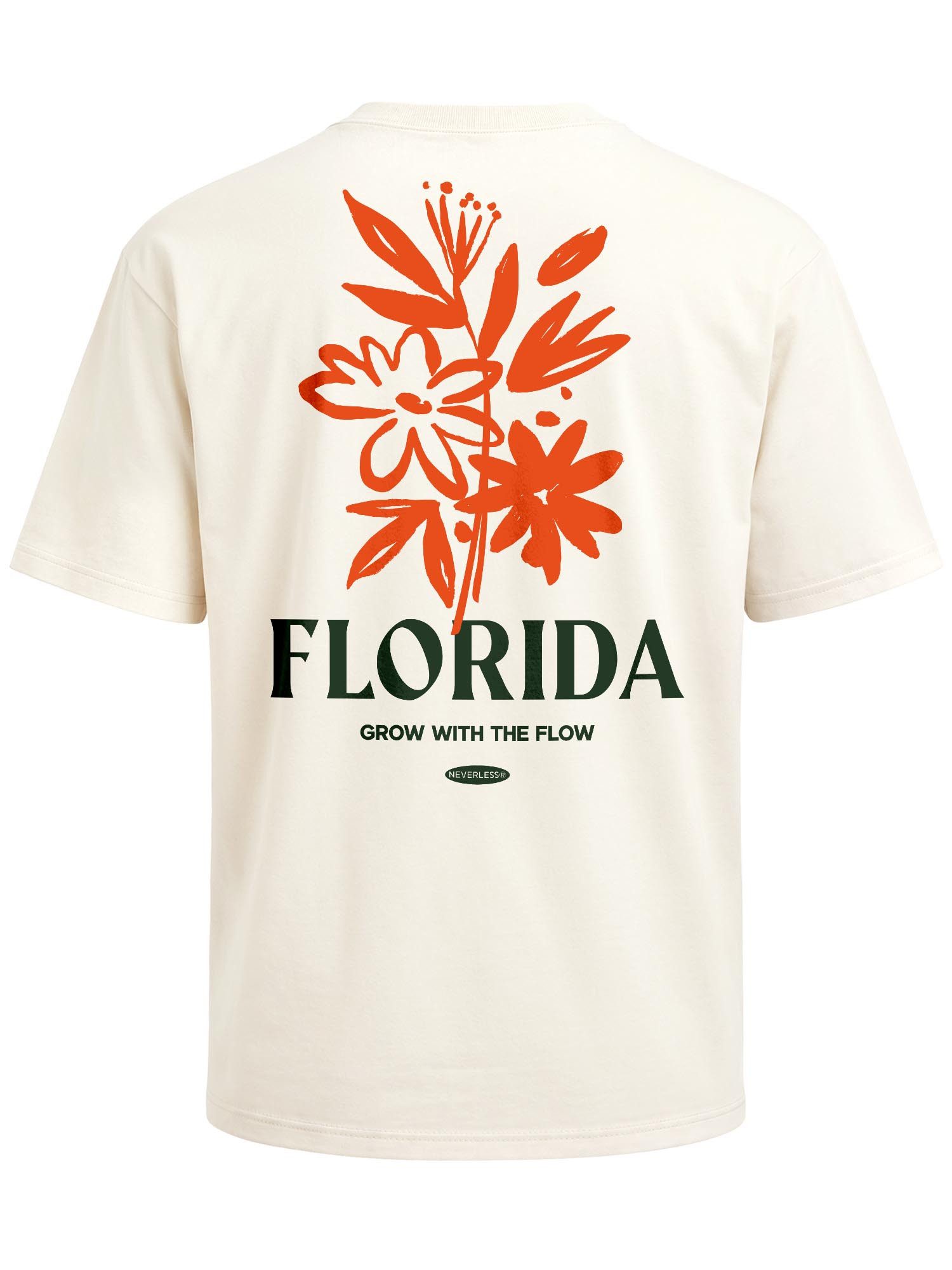 Neverless Oversize-Shirt Herren T-Shirt - Florida Flowers - Oversized Relaxed Fit Sommer mit Print