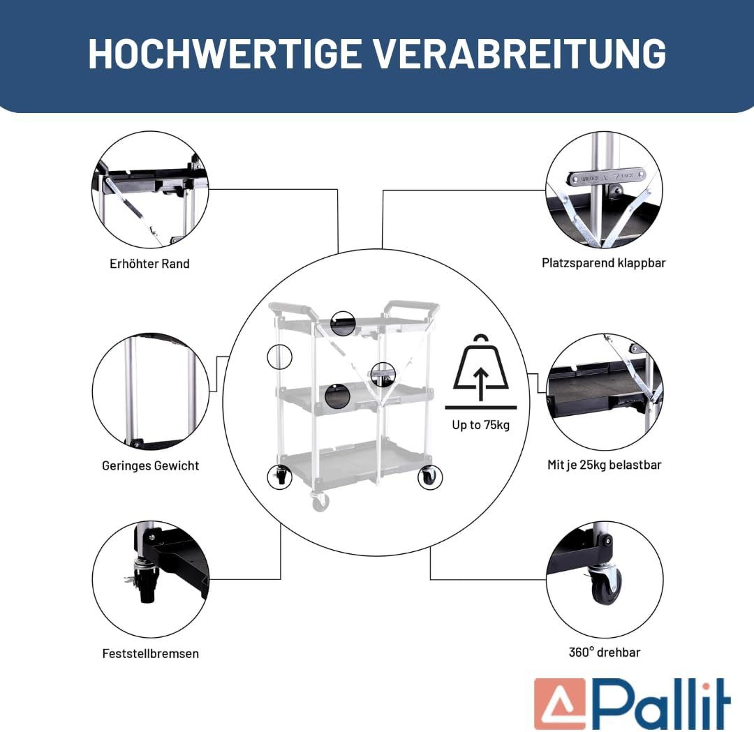 Pallit Servierwagen mit Rollen 3 Ebenen günstig online kaufen